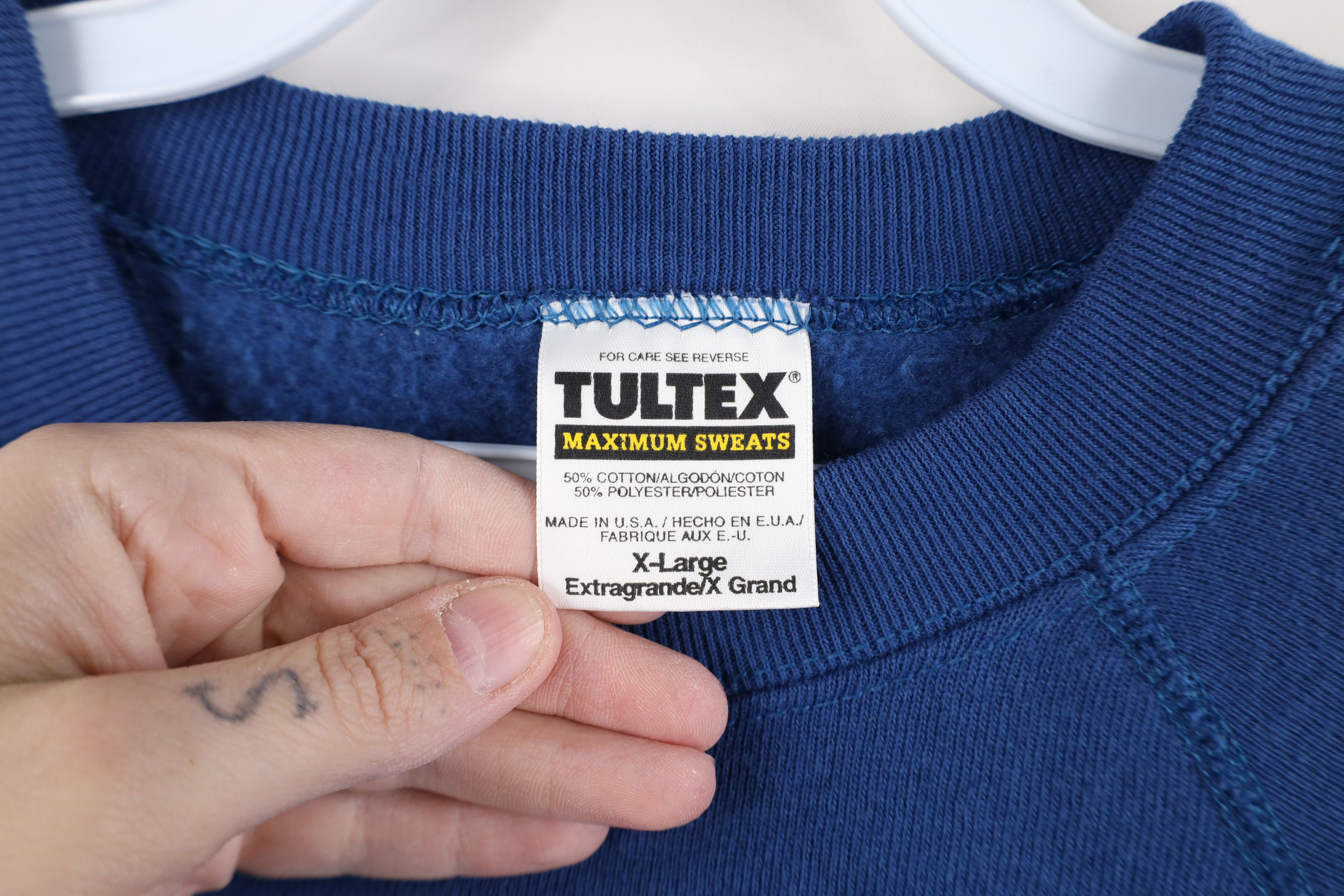 Vintage Vintage 90s Streetwear Blank Crewneck Sweatshirt Blue USA Size US XL / EU 56 / 4 - 4 Thumbnail