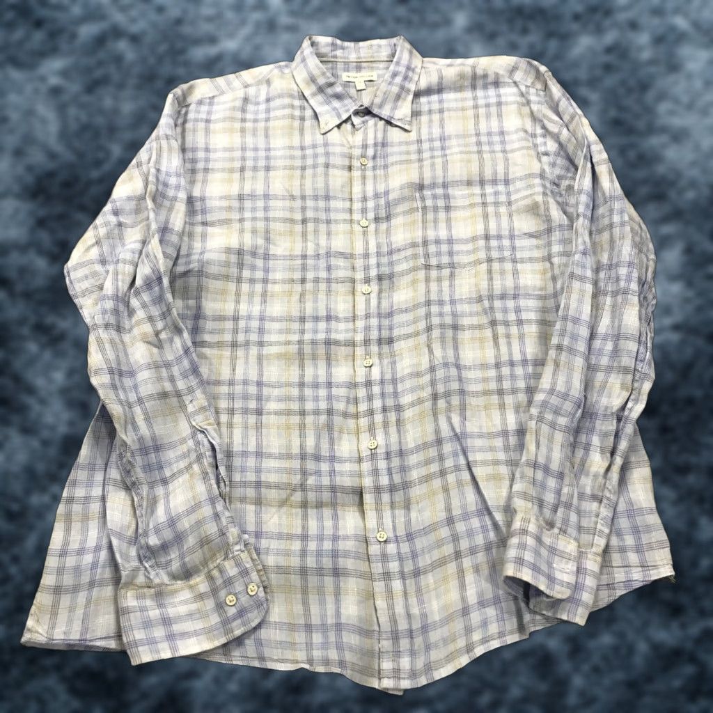 Peter Millar Peter Millar Shirt Mens XL Blue Check 100% Linen Beachwood Sport Casual Button-Up Short Description: None Size US XL / EU 56 / 4 - 1 Thumbnail