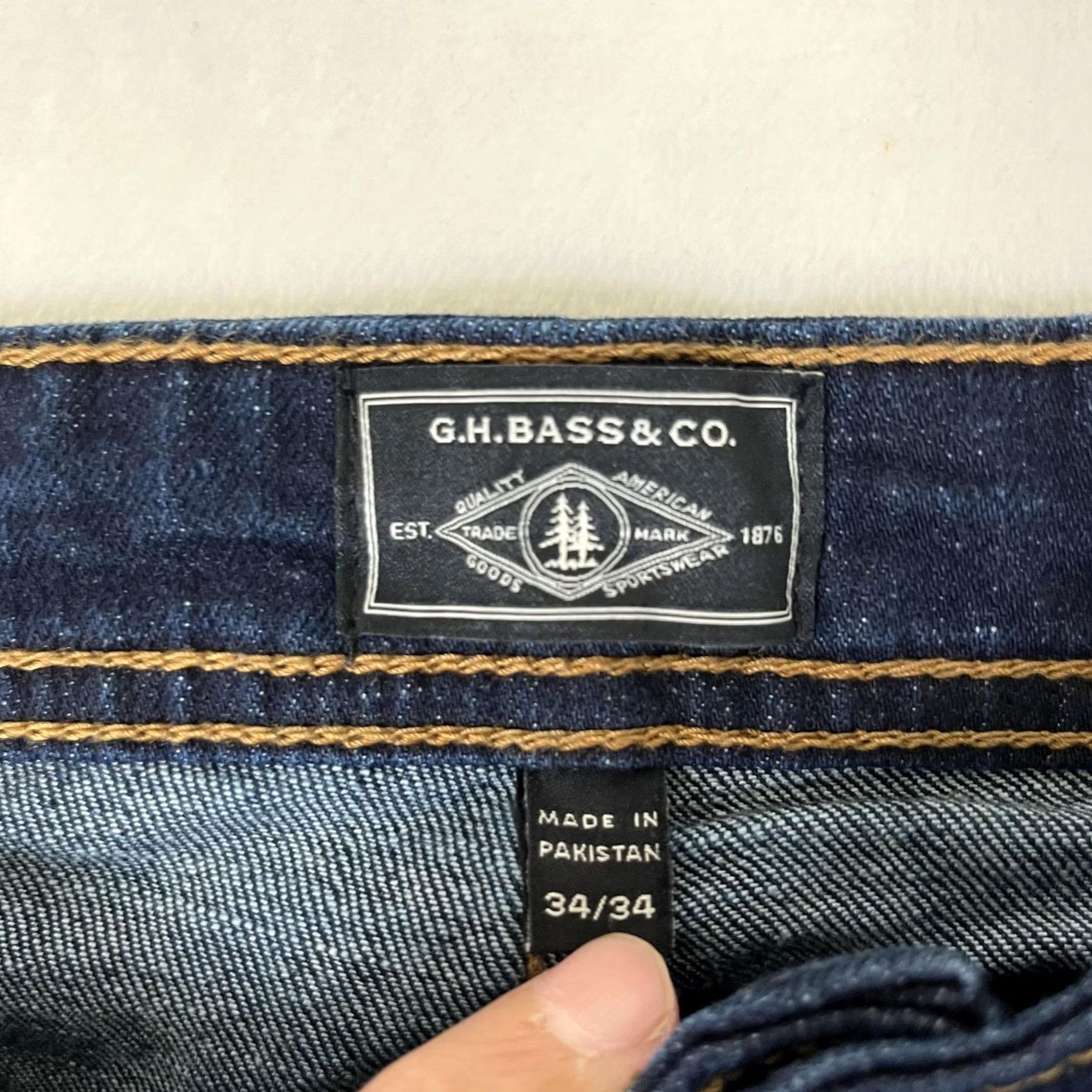 Vintage G.H. Bass & Co Jeans Mens 34x34 Blue Straight Denim Dark Wash Pants Size US 34 / EU 50 - 4 Thumbnail