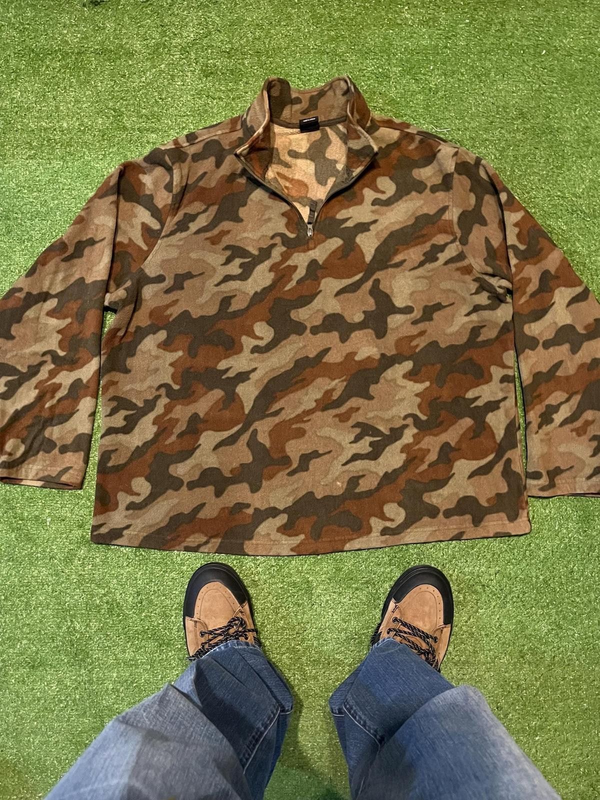 Unknown London Camouflage Half-Zip Pullover Fleece Jacket Size ONE SIZE - 1 Thumbnail