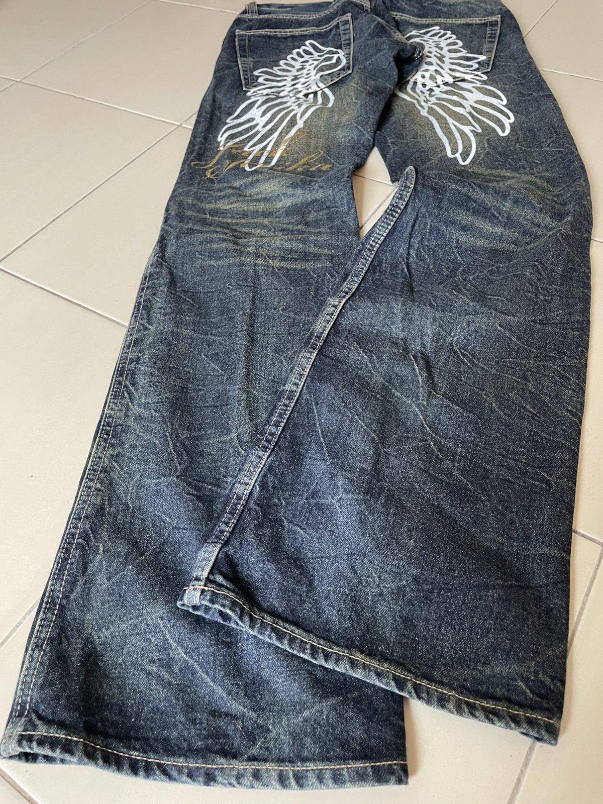 Japanese Brand Jack Serika Angel Wings Flare Jeans Size US 30 / EU 46 - 5 Thumbnail