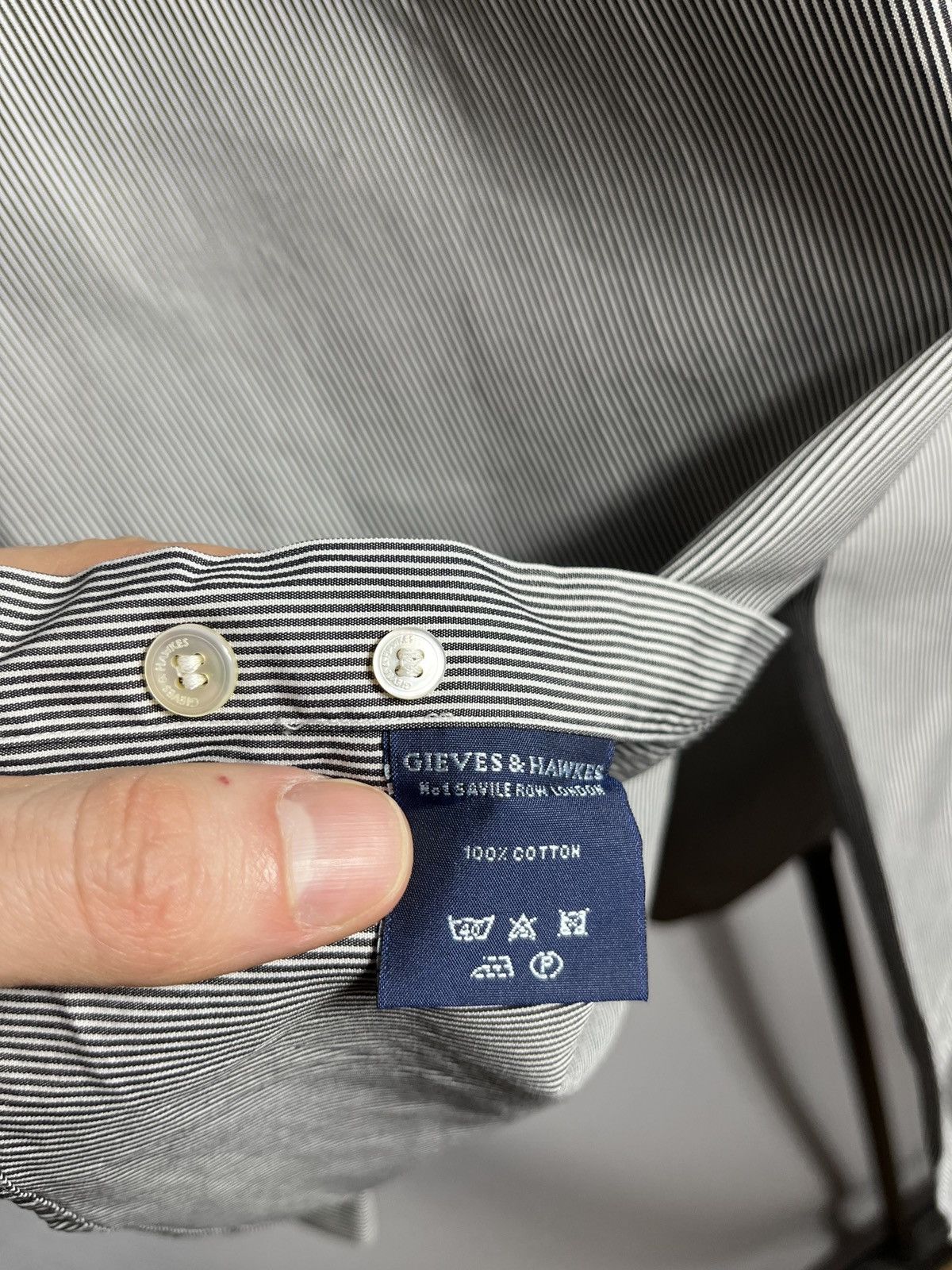 Gieves & Hawkes Gieves & Hawkes Shirt Mens Collar Striped Gray Double Cuff Size US XL / EU 56 / 4 - 8 Thumbnail