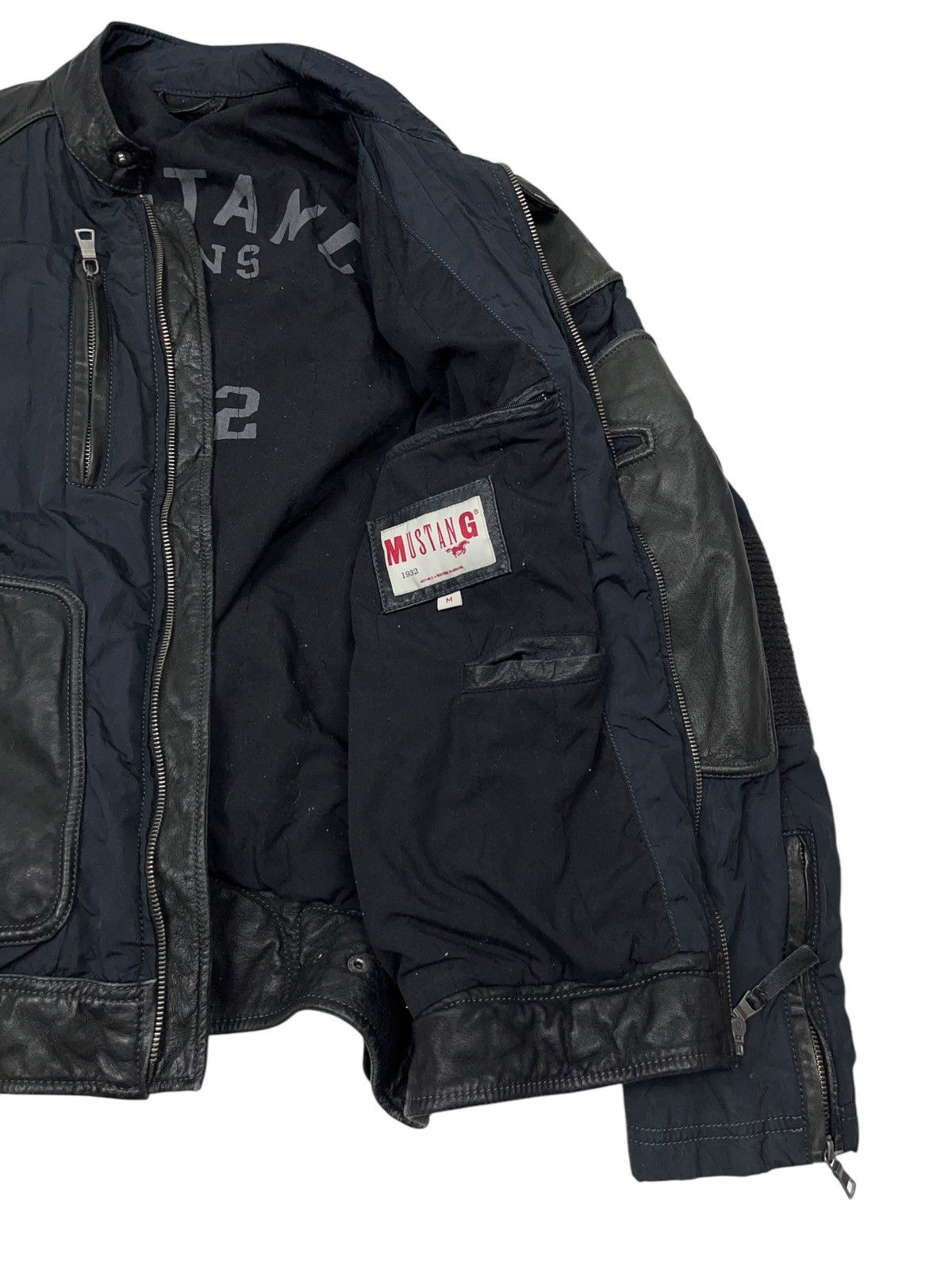 Mustang × Vintage Vintage Mustang Racing Leather Jacket Balenciaga Style Size US M / EU 48-50 / 2 - 9 Thumbnail