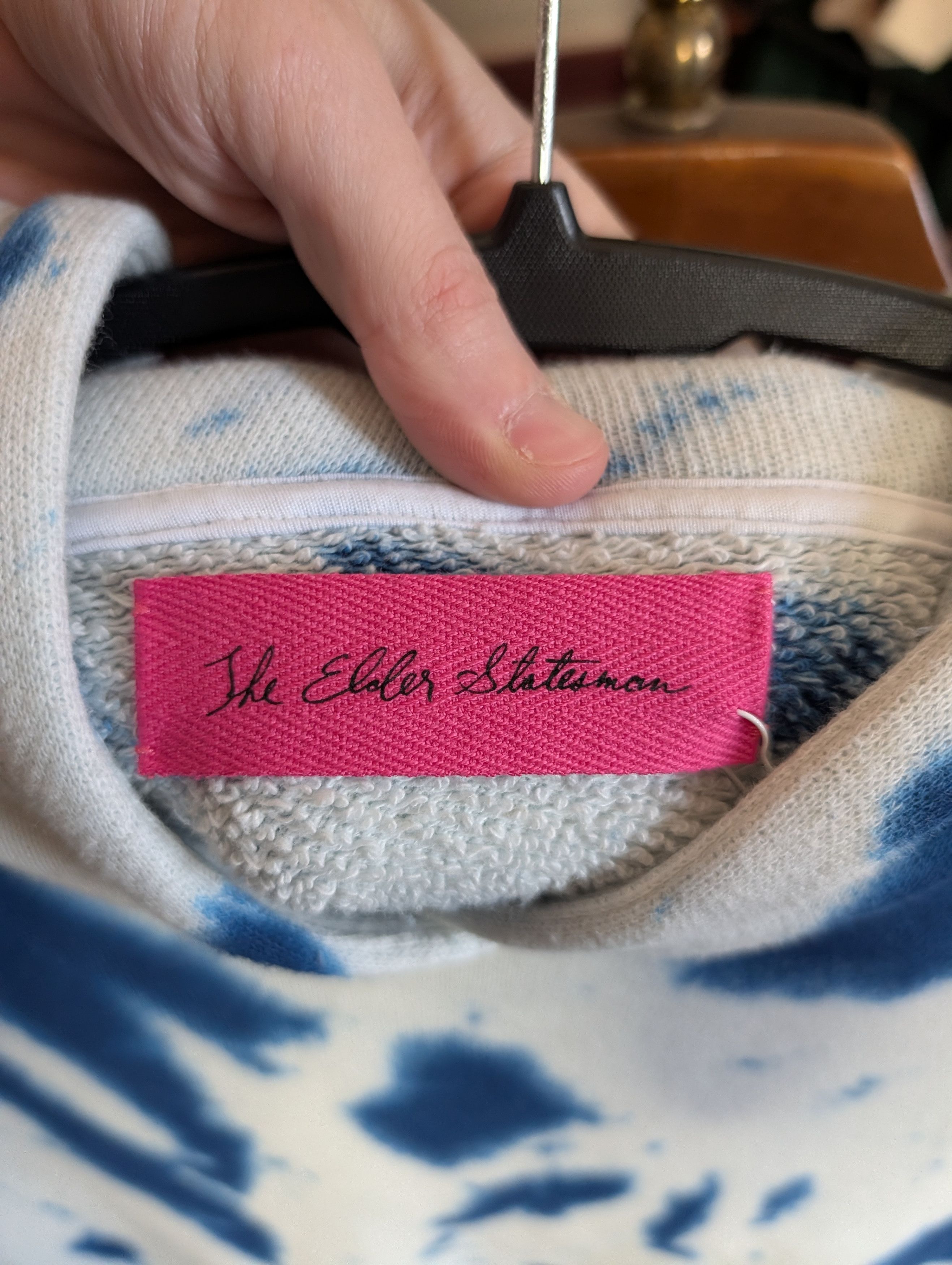 The Elder Statesman Cotton/Cashmere Knit Blue/White Tie Dye Hoodie NWT Size US S / EU 44-46 / 1 - 11 Thumbnail