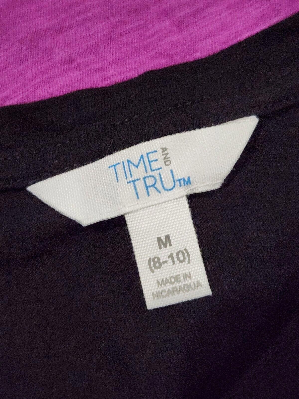 Old Navy Womens Lot Top Medium Purple Black Ruffle Sleeve Peplum Size M / US 6-8 / IT 42-44 - 2 Thumbnail
