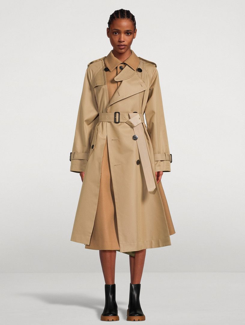 Sacai o1s22i1n0924 Hybrid Gabardine Coat in Beige Size M / US 6-8 / IT 42-44 - 2 Thumbnail