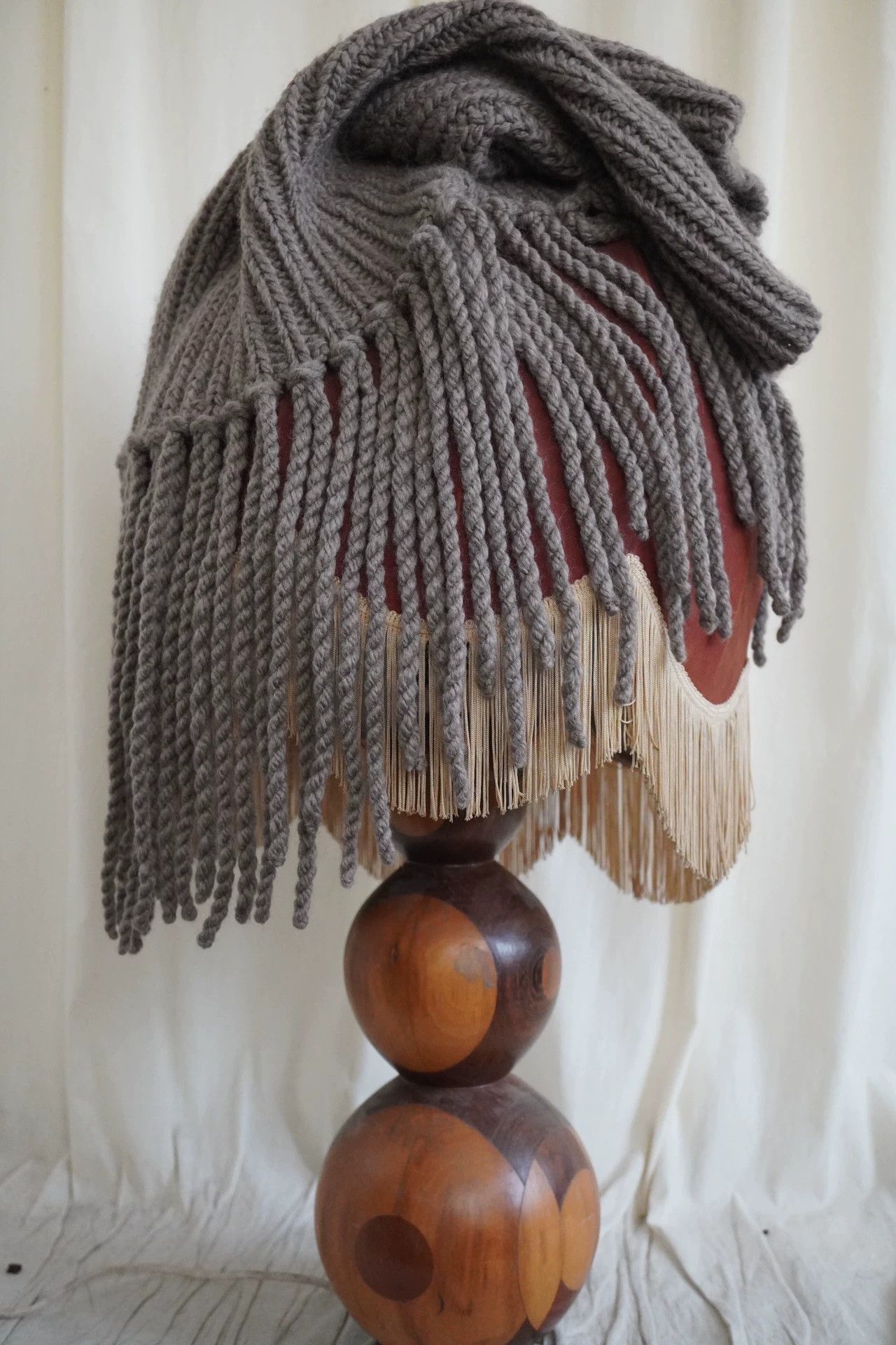 Other zooSelect Hand Knit Cowl Fringes Wool Nylon Walnut Brown Size ONE SIZE - 7 Thumbnail