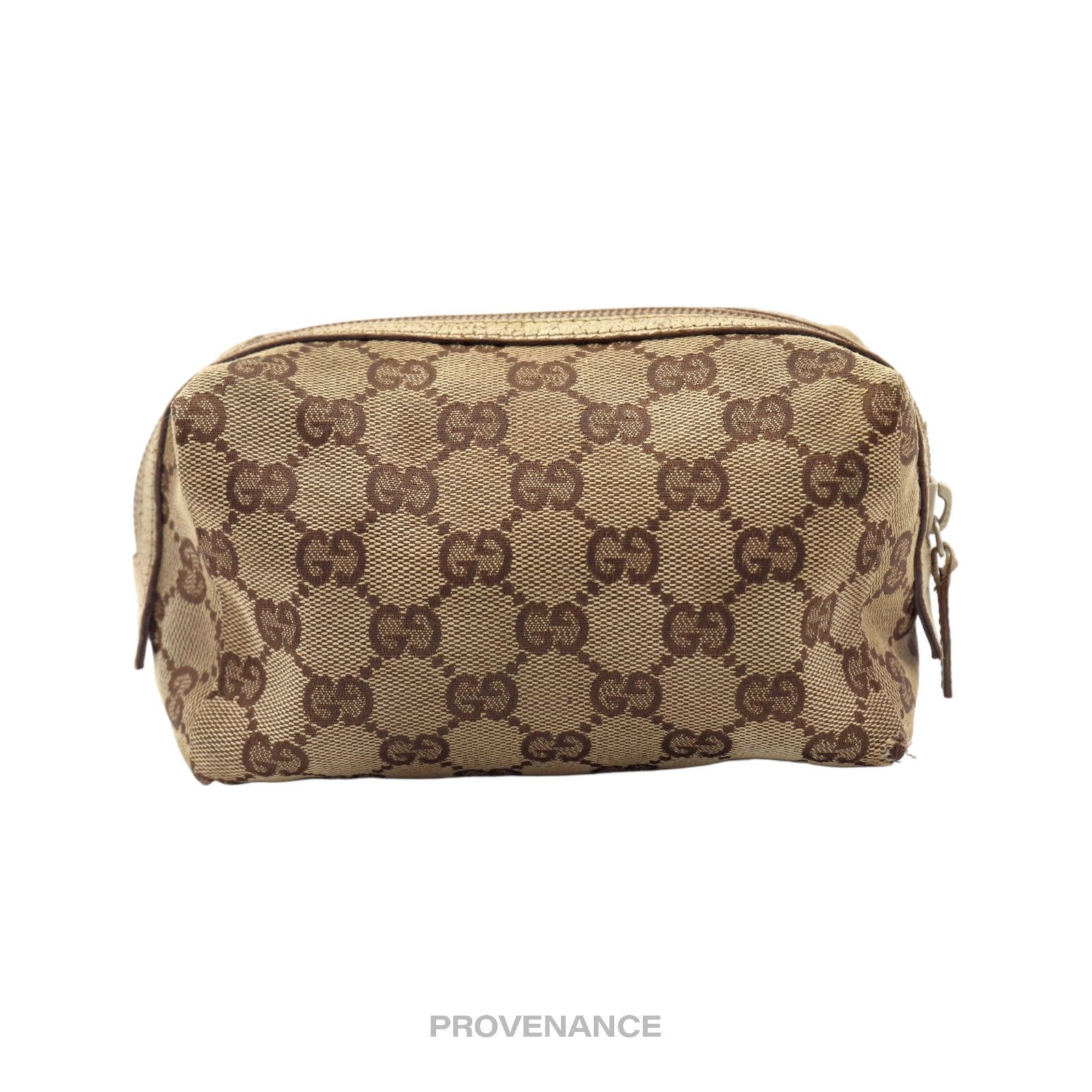 Gucci 🔴 Gucci GG Canvas Zip Pouch - Brown Ivory Size ONE SIZE - 1 Thumbnail