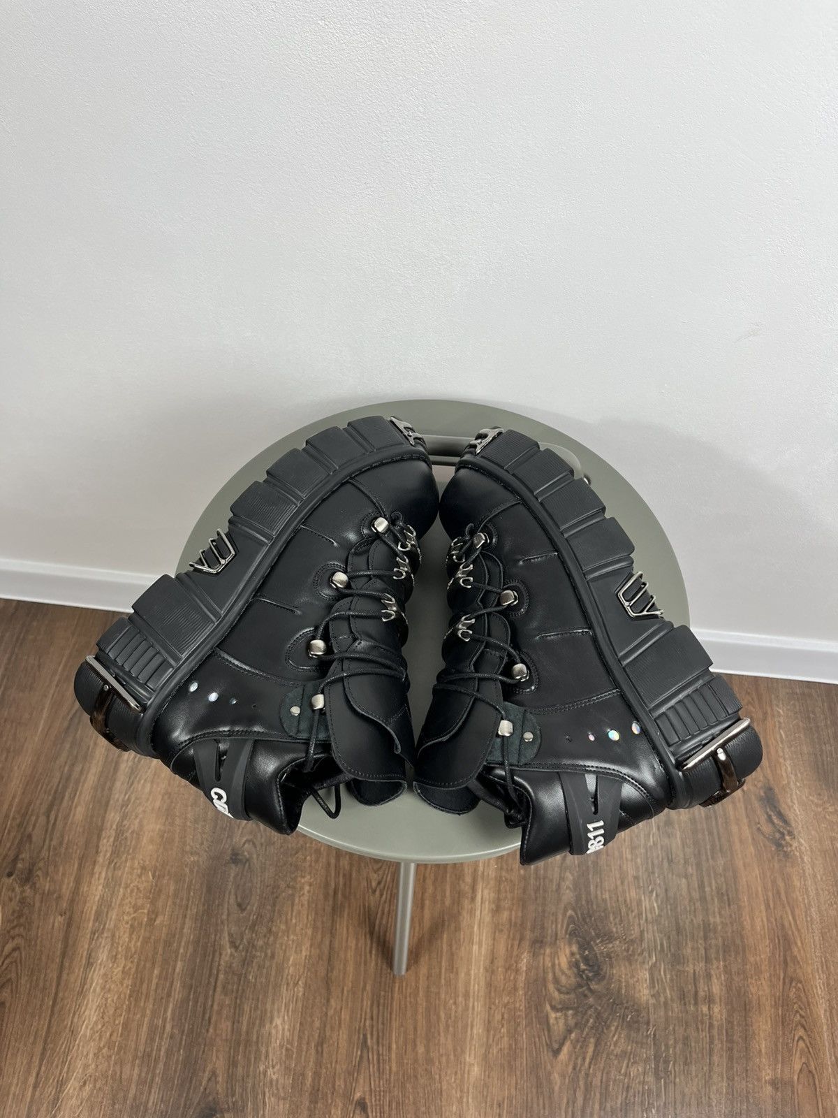 Japanese Brand Black Platform Boots with Metal Details Gothic Cyber Punk Size US 9.5 / EU 42-43 - 9 Thumbnail