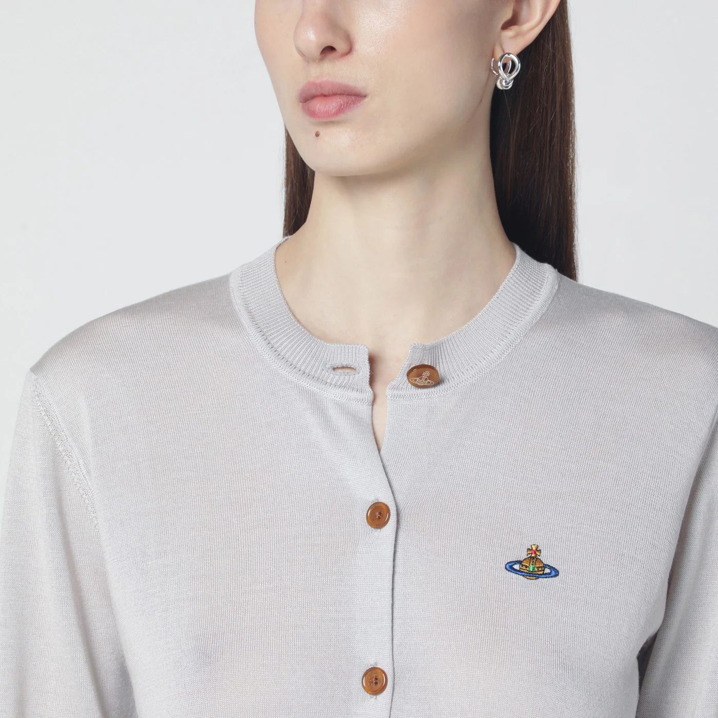 Vivienne Westwood o1d2blof0526 Wool And Silk Cardigan in Light Grey Size M / US 6-8 / IT 42-44 - 4 Thumbnail