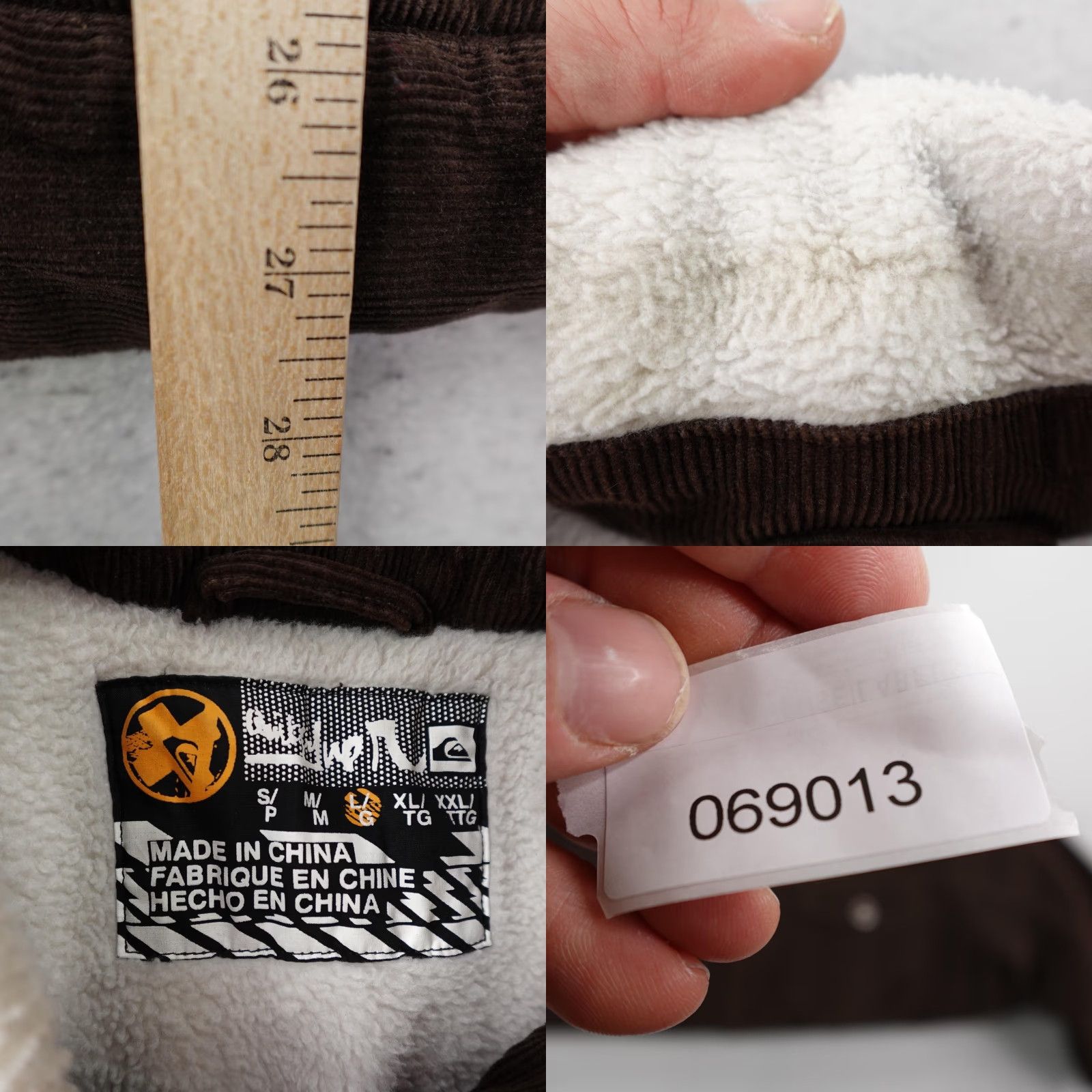 Quiksilver Quiksilver Jacket Mens Large Brown Corduroy Sherpa Lined Snap Bomber Coat Size US L / EU 52-54 / 3 - 8 Thumbnail