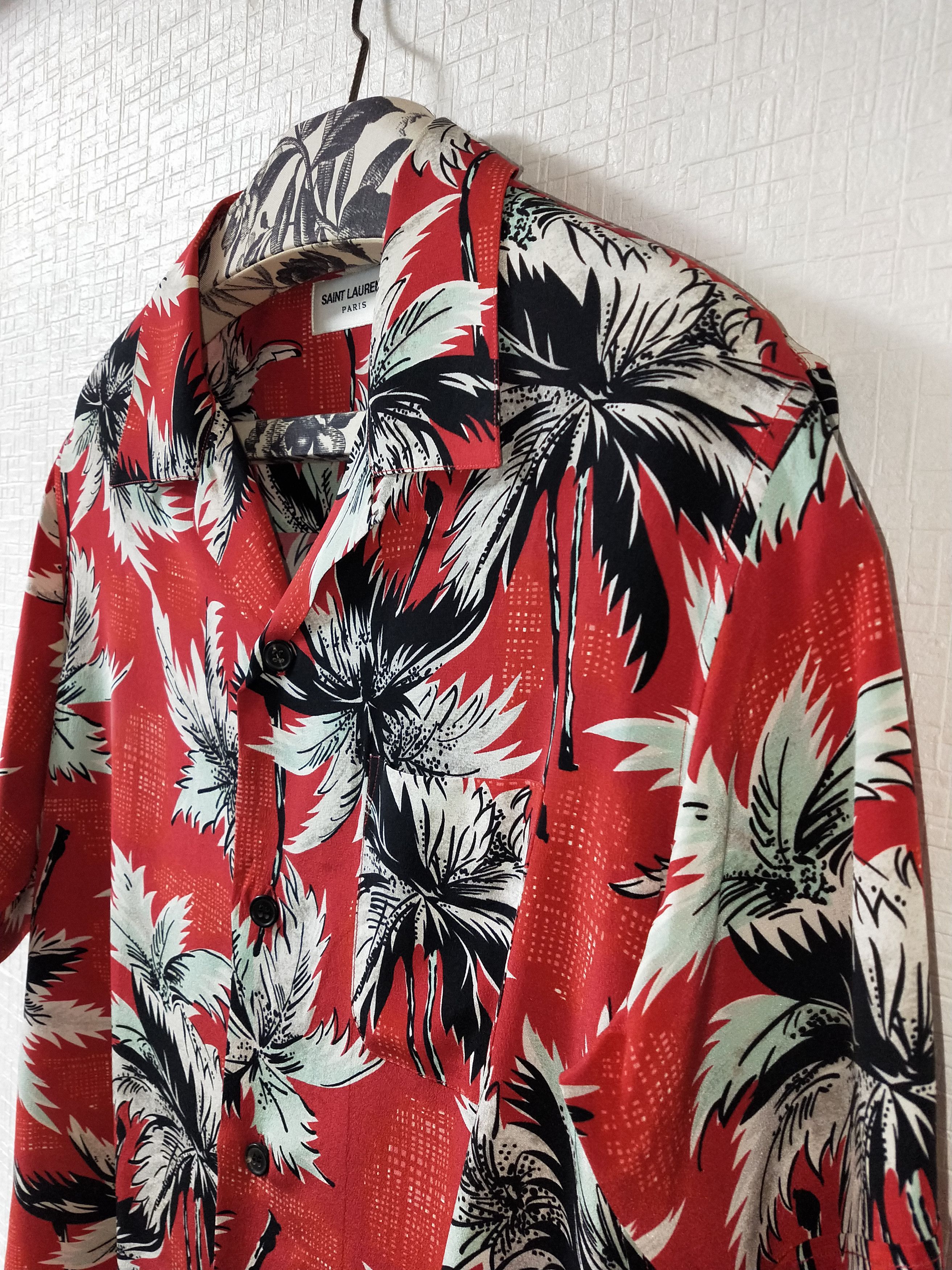 Saint Laurent Paris Red Silk Hawaiian Shirt Size US S / EU 44-46 / 1 - 3 Thumbnail