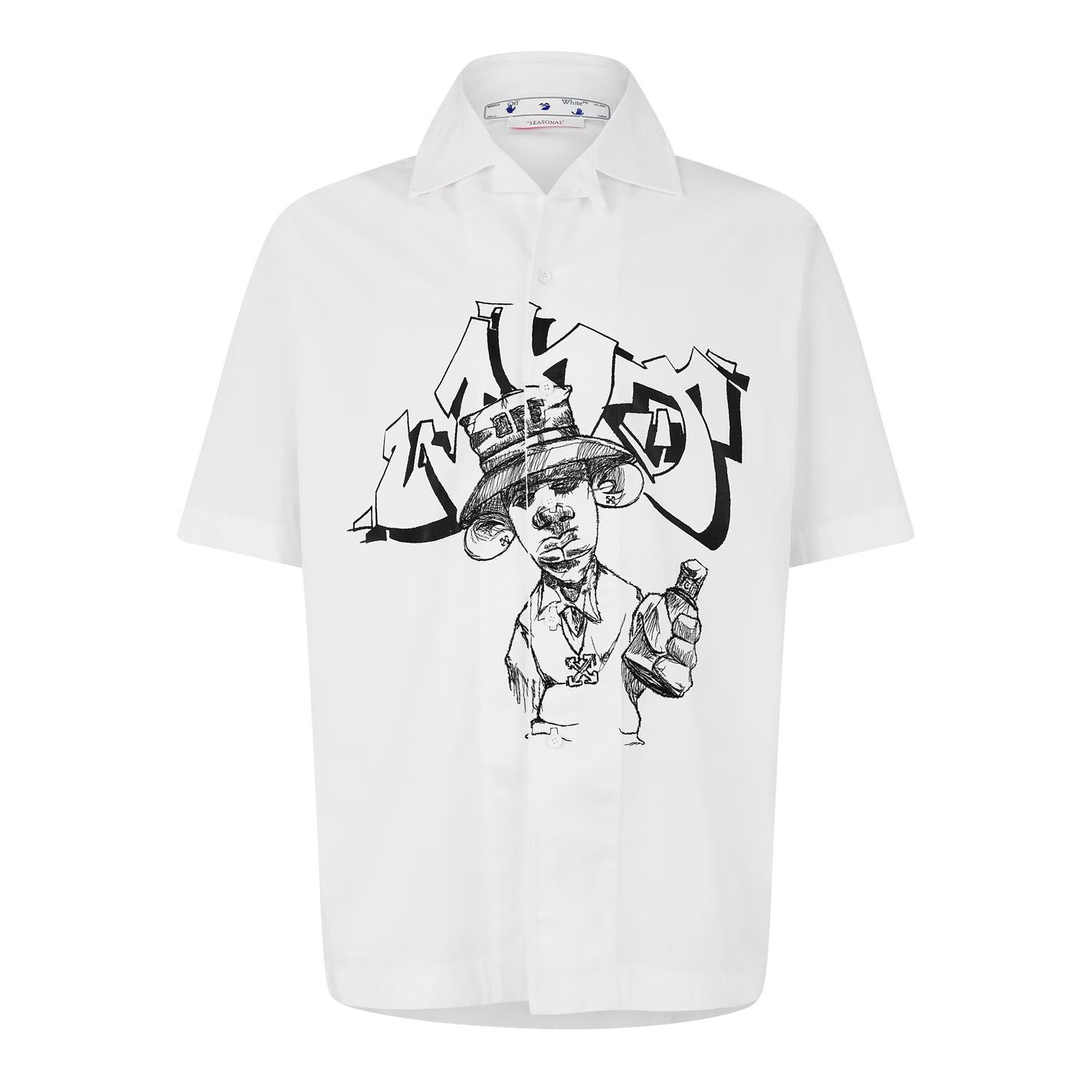 Off-White o1g2r1mq0326 Graphic Print Overshirt in White Size US S / EU 44-46 / 1 - 1 Thumbnail