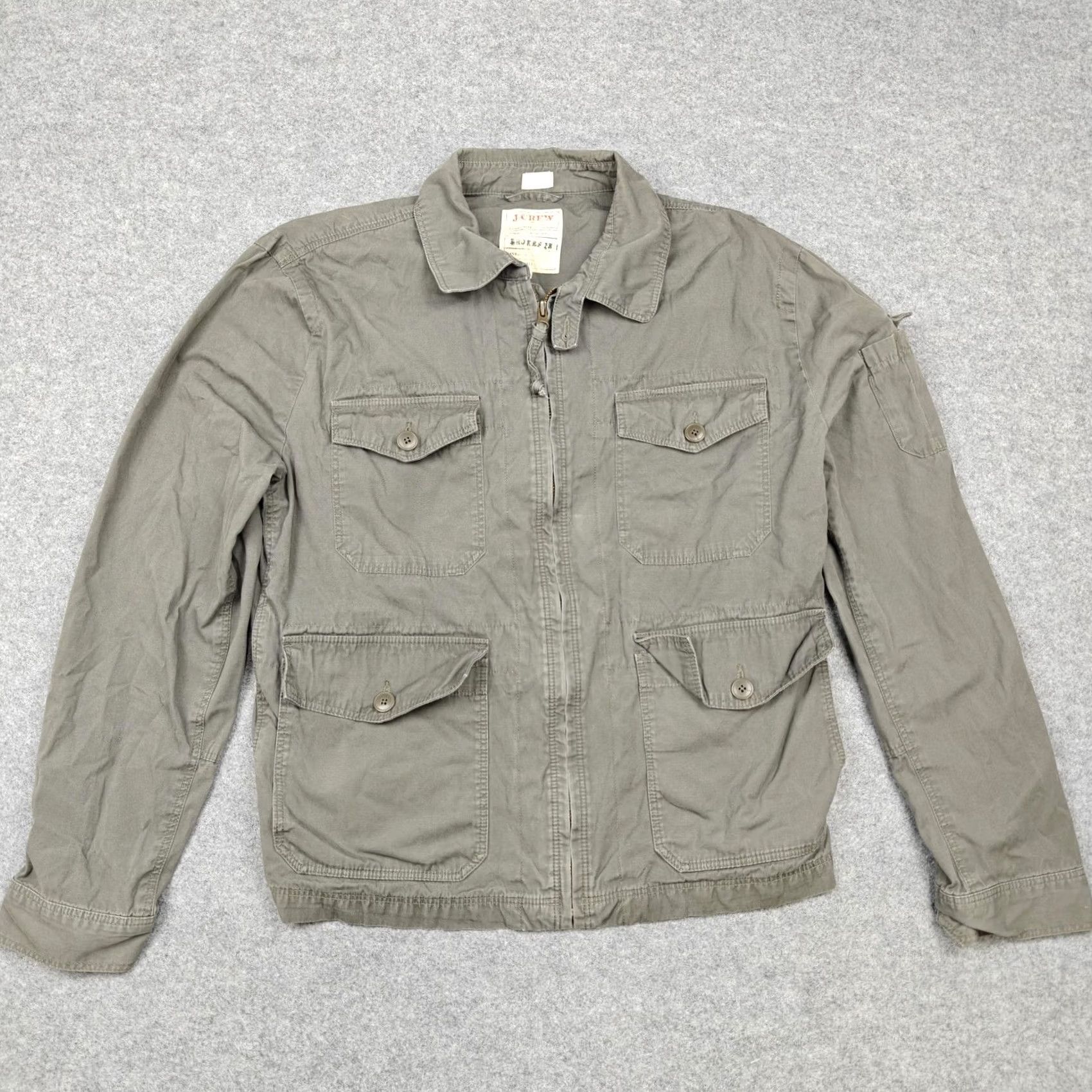 J.Crew J.CREW Womens XL Green Broken In Canvas Military Field Full Zip Pockets - Pre-Owned Excellent Size XL / US 12-14 / IT 48-50 - 2 Thumbnail