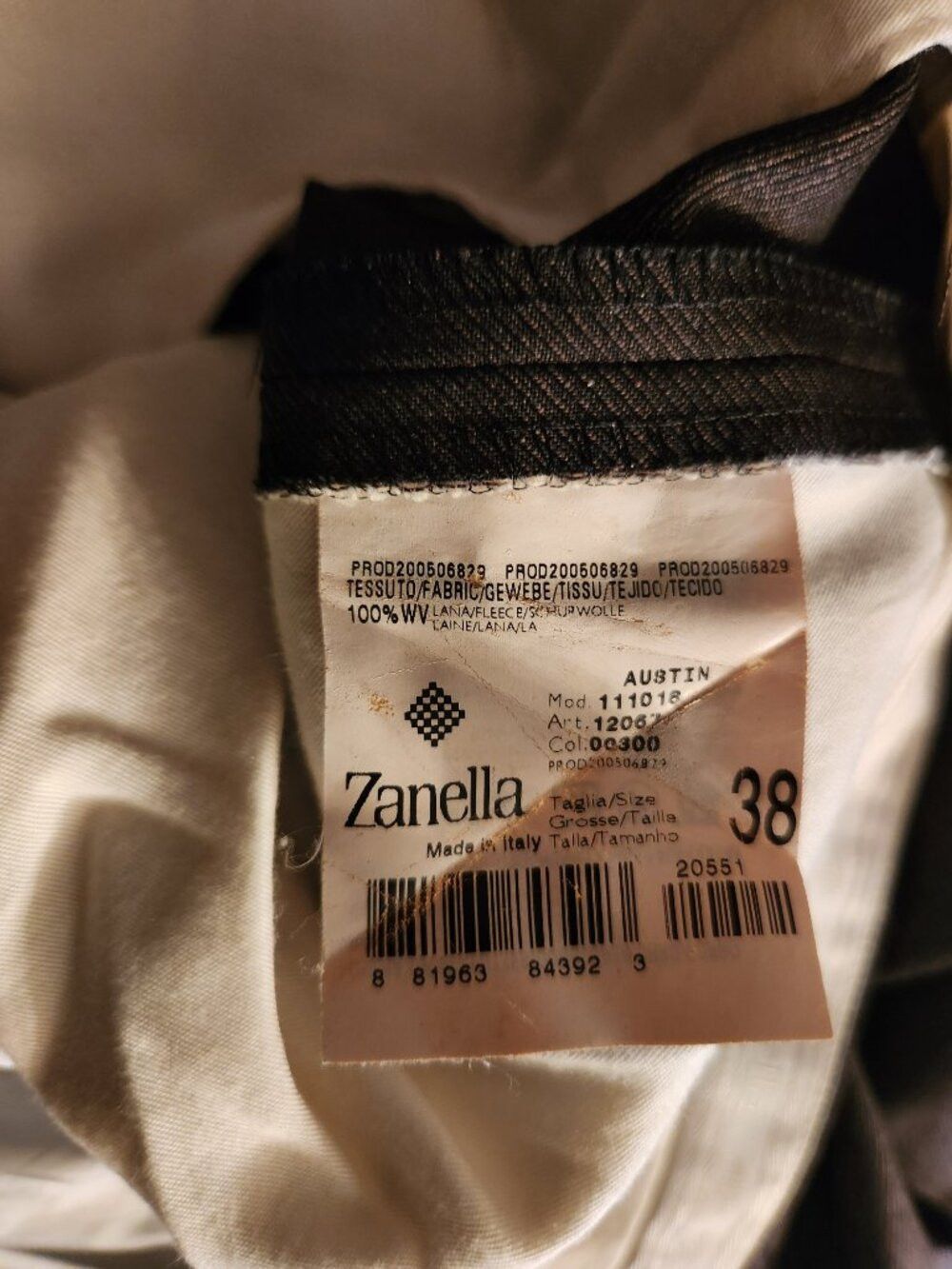 Zanella zanella men's dark brown 100%wool dress pants size: 38/30 Size 38R - 5 Thumbnail