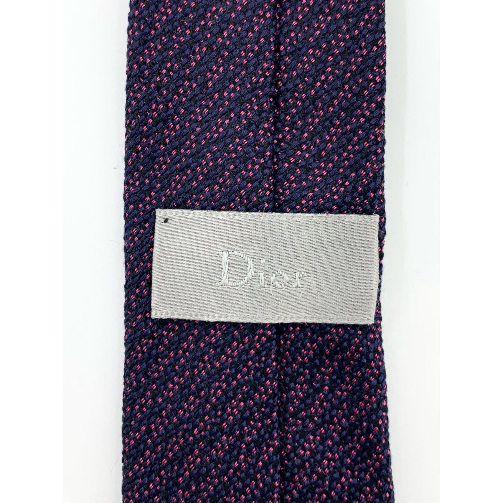Dior Dior Mens Textured Woven Silk Tie In Purple & Black Size ONE SIZE - 7 Thumbnail