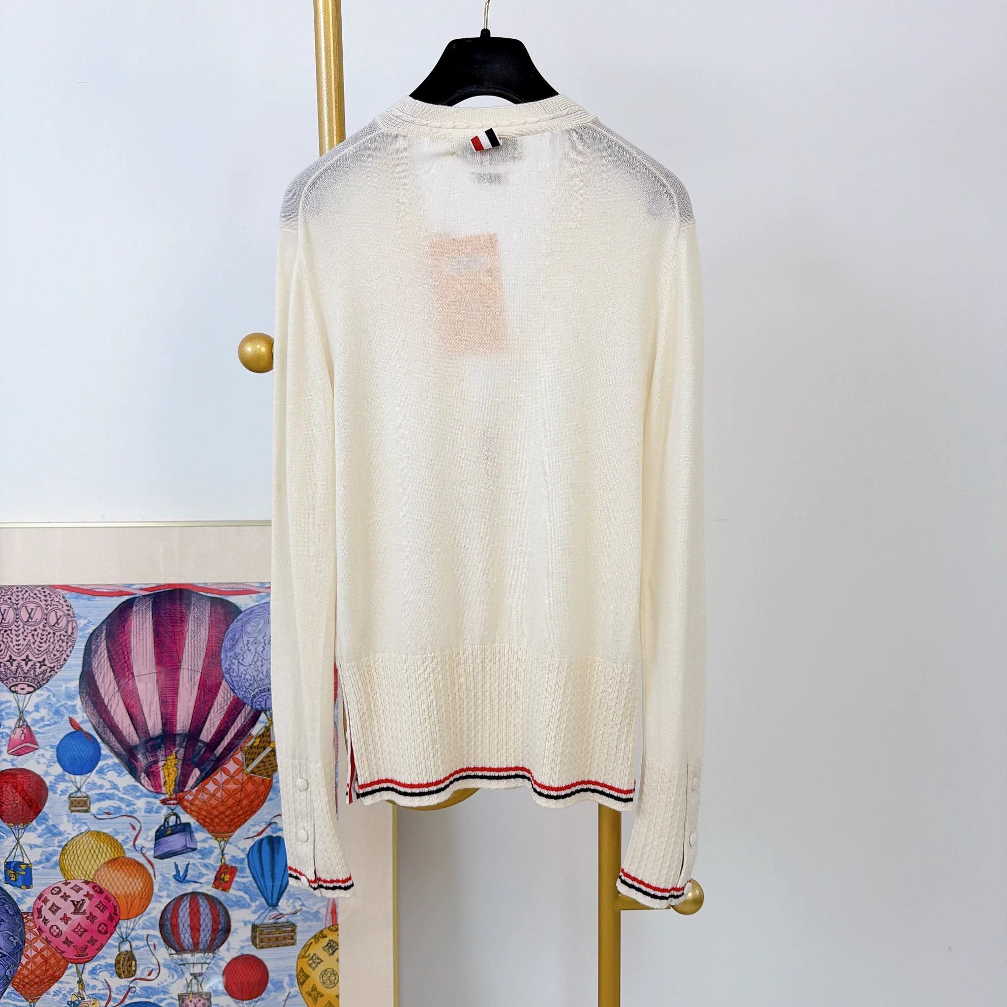 Thom Browne Thom Browne Beige Knit Cardigan 42 NWOT Size L / US 10 / IT 46 - 2 Thumbnail