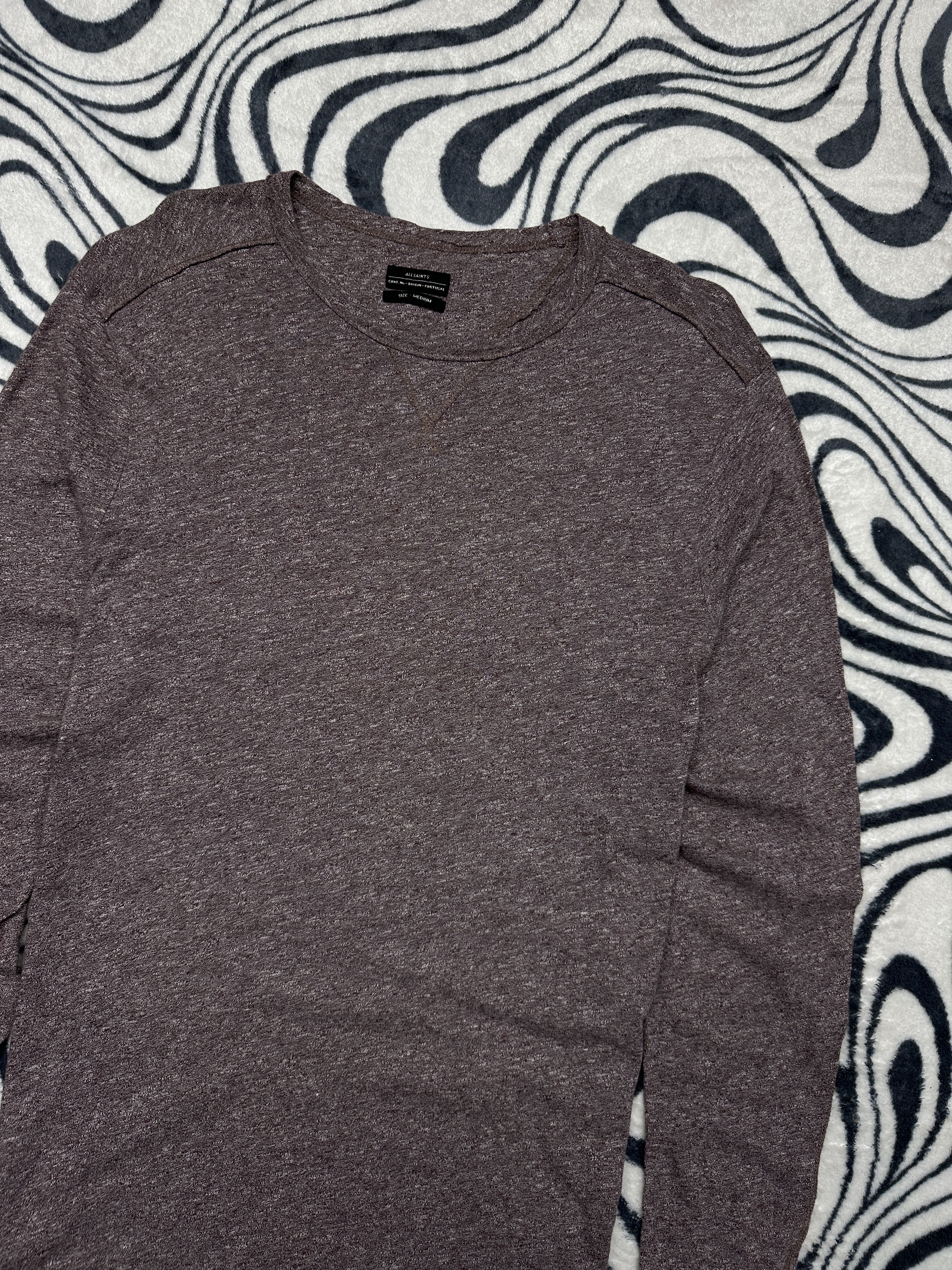 Allsaints Allsaints Mens Slater Crew Neck Long Sleeve T-Shirt Size US M / EU 48-50 / 2 - 2 Thumbnail