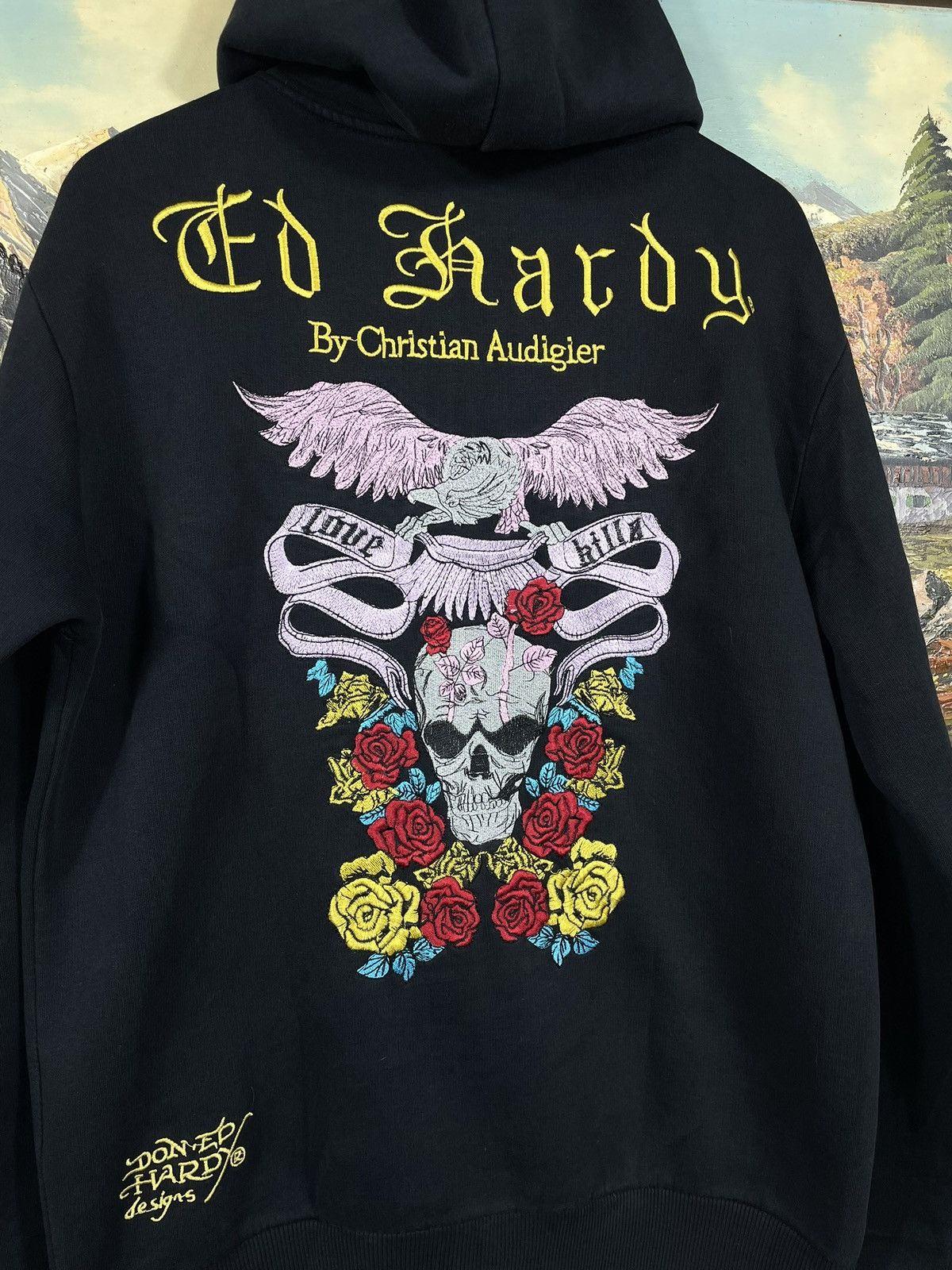 Christian Audigier × Ed Hardy × Vintage Ed Hardy Retro 00s Hoodie Sweatshirt Affliction Grunge Size L / US 10 / IT 46 - 9 Thumbnail