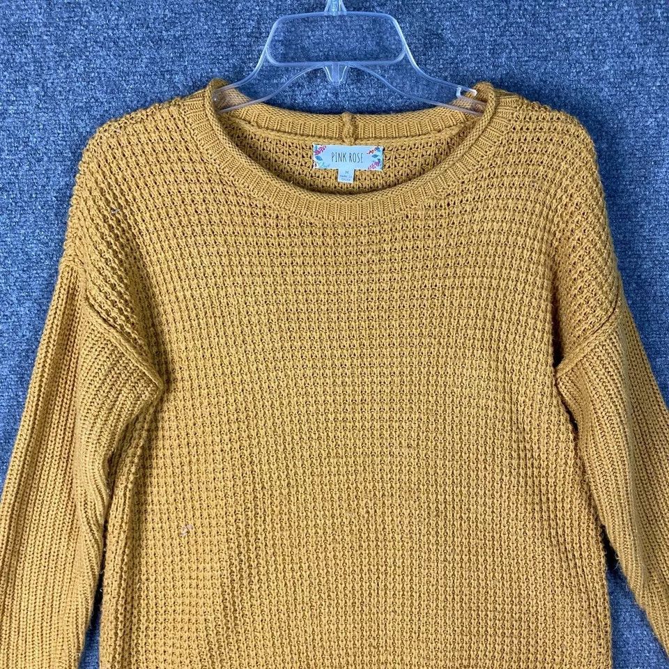 Other Pink Rose Sweater Women's Medium Pullover Yellow Knit M Size M / US 6-8 / IT 42-44 - 2 Thumbnail