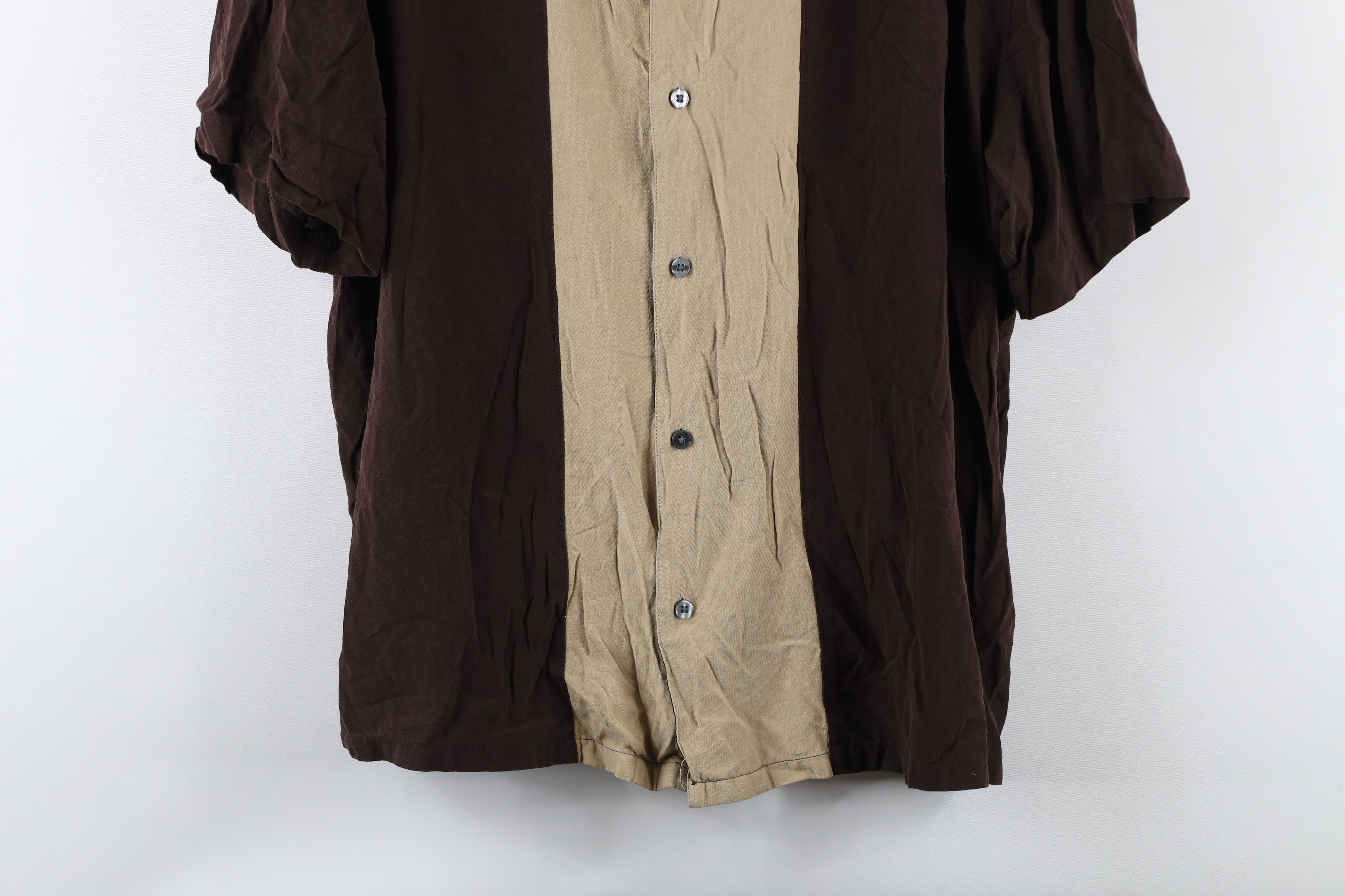 Vintage Vintage 90s Rockabilly Panel Camp Collar Button Shirt Brown Size US XL / EU 56 / 4 - 3 Thumbnail