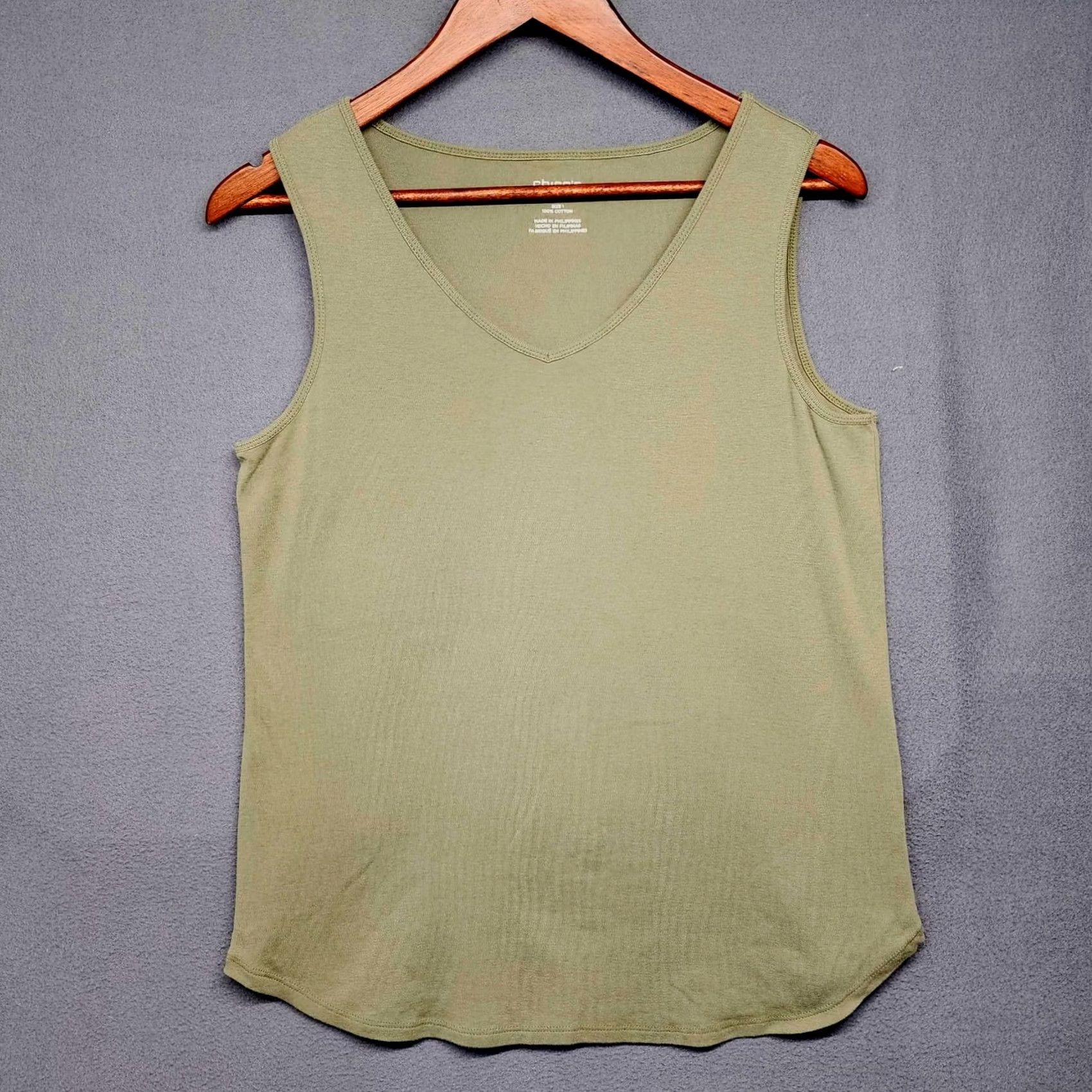 Vintage Chicos Tank Top The Ultimate Tee Womens M Green 100% Cotton Layering Tank Sleeveless Pullover SS/AMS Size M / US 6-8 / IT 42-44 - 2 Thumbnail