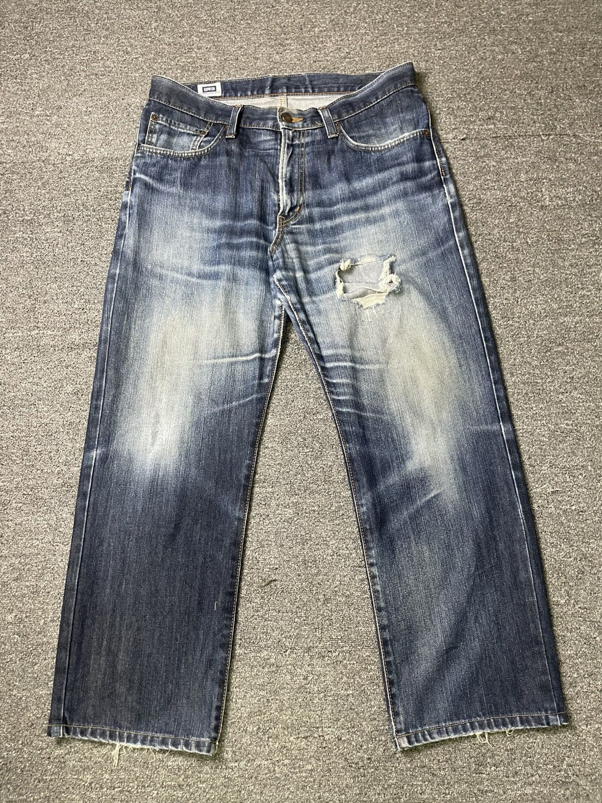 Edwin × Vintage Vintage EDWIN 404 Ripped Straight Cut Jeans (92) Size US 34 / EU 50 - 1 Thumbnail