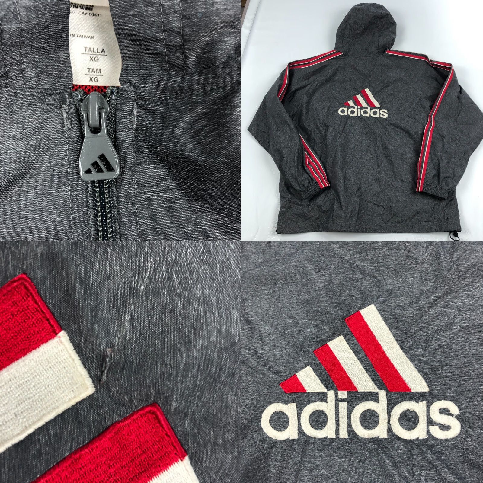Adidas Adidas Soccer Jacket Mens XL Vintage Windbreaker Gray Red Size US XL / EU 56 / 4 - 9 Thumbnail