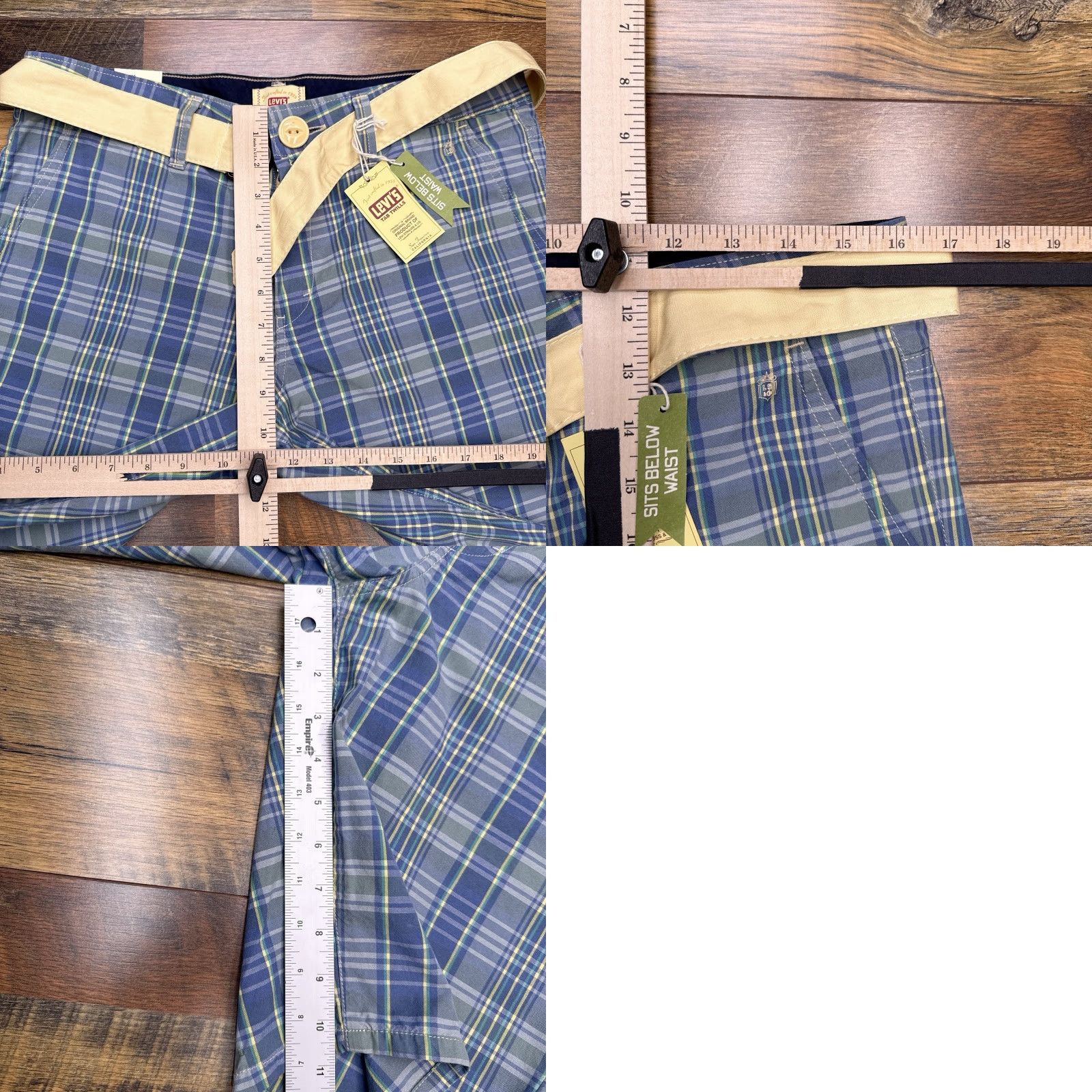 Levi's Levis Bermuda Shorts Womens 10 Blue Plaid Twill Belt 2005 New Size 32" / US 10 / IT 46 - 8 Thumbnail