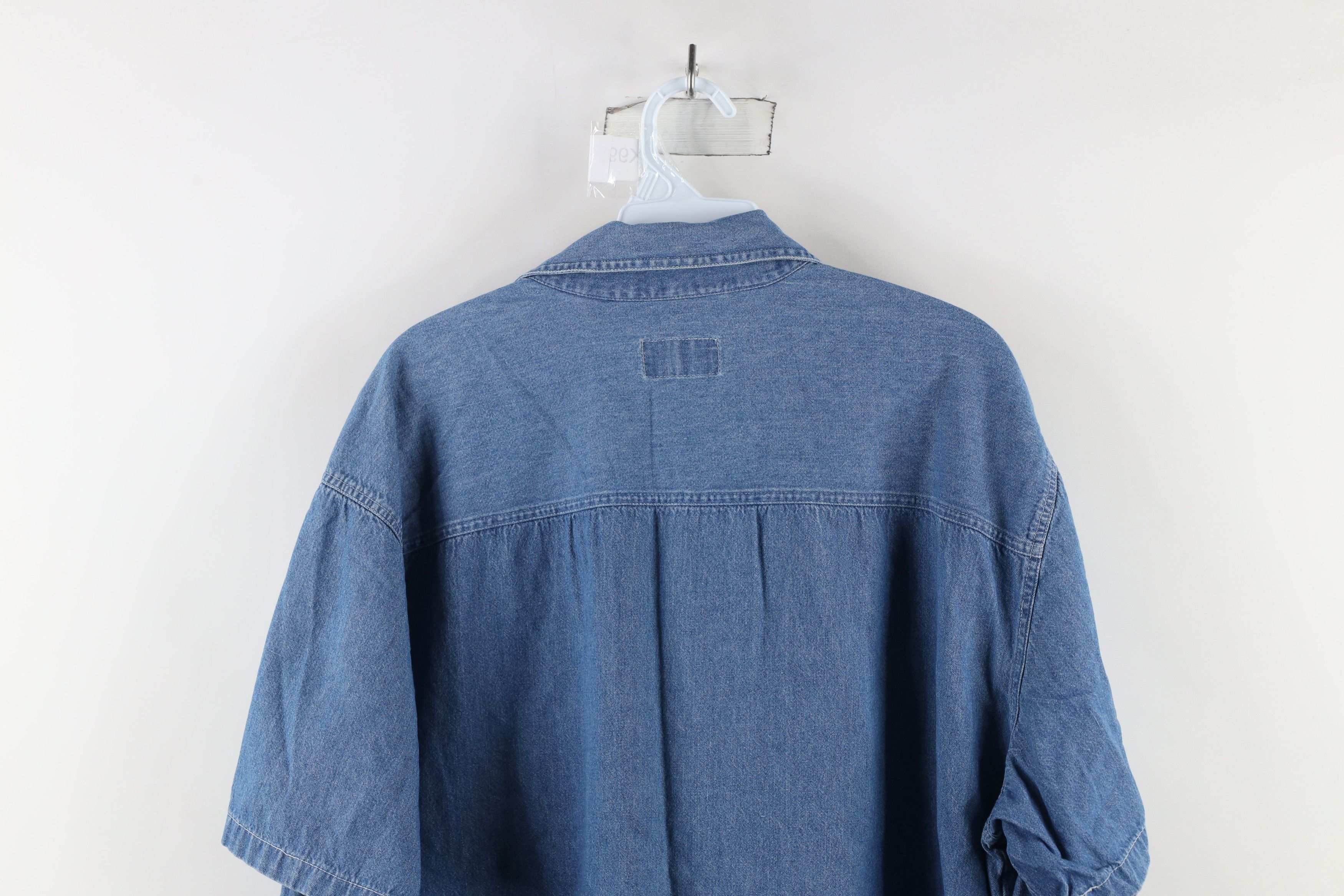 Vintage Vintage 90s Streetwear Short Sleeve Jean Button Shirt Blue Size S / US 4 / IT 40 - 9 Thumbnail