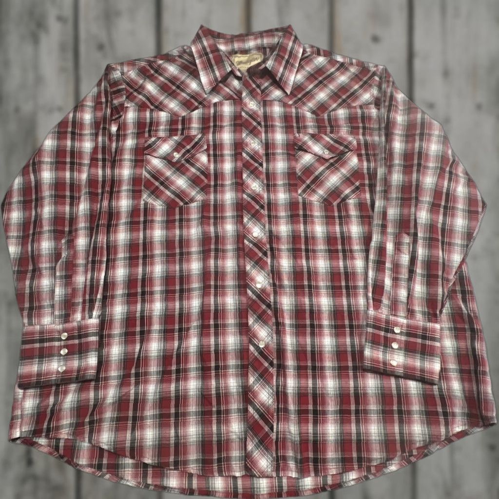 Wrangler Wrangler Western Shirt Men 2XL Pearl Snap Long Sleeve Pockets Cotton Polyester Shirt Mens Regular Color Multicolor Western 2XL Pearl Snap Size US XXL / EU 58 / 5 - 1 Thumbnail