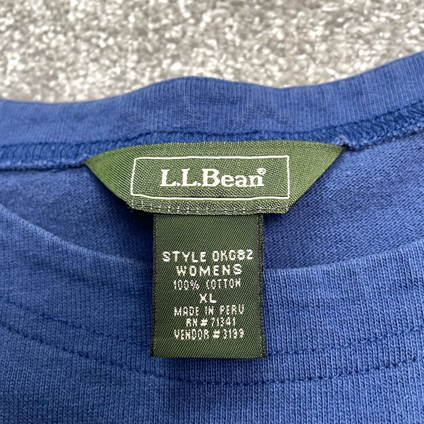 Bean Women's XL Blue Cotton Crew Neck T-Shirt Basic Casual