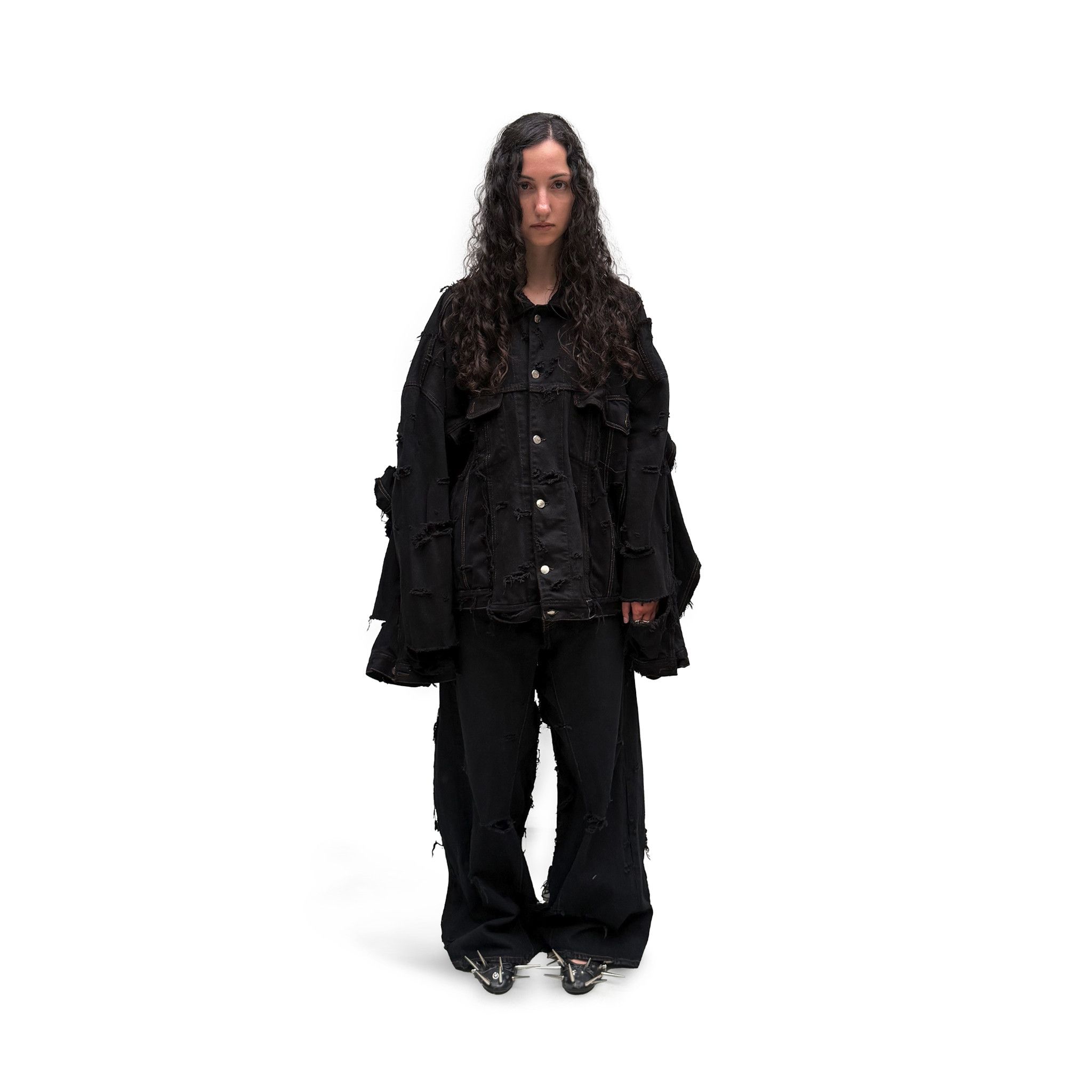 Japanese Brand BRVNO OVERSIZE DISTRESSED DENIM JACKET Size US XXL / EU 58 / 5 - 3 Thumbnail