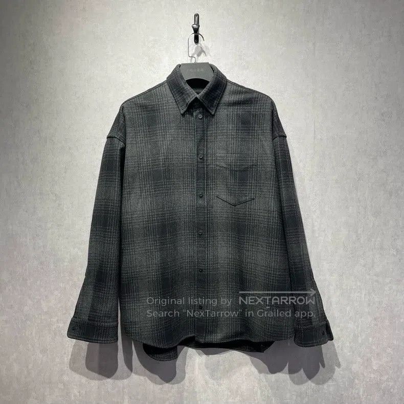 Balenciaga Logo printed checkered long-sleeved shirt