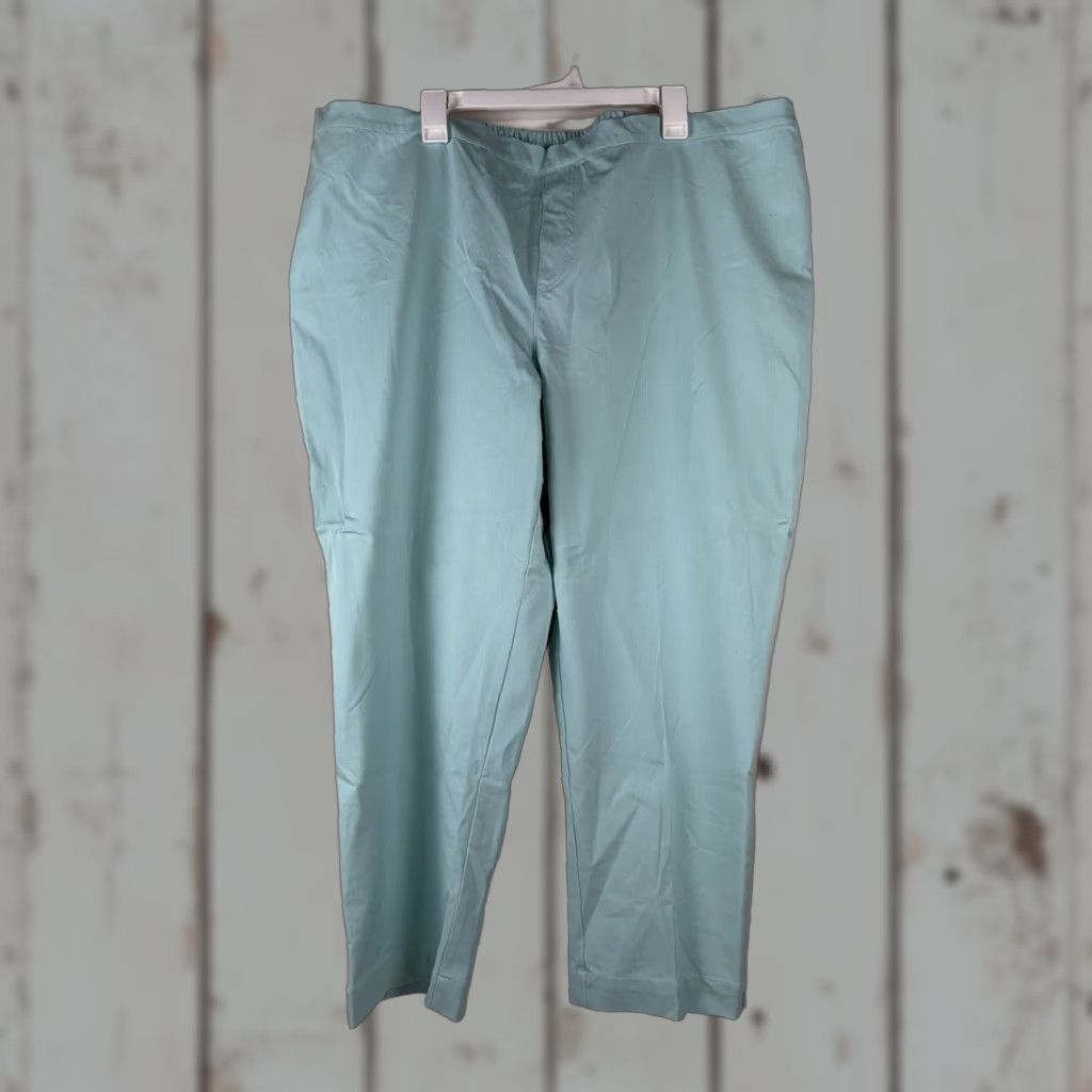 Isaac Mizrahi Isaac Mizrahi Pants Women 28W Lt Teal Pull On Elastic Waist Classic Chino Twill Cotton Rayon Spandex Machine Washable 27.5in Inseam Womens Size 28" / US 6 / IT 42 - 1 Thumbnail