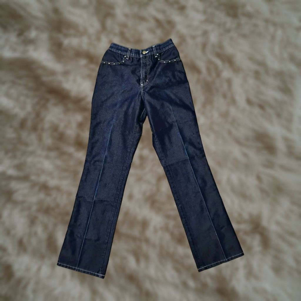 Vintage VINTAGE Rockies Jeans Western 25x32 Women Blue Denim Studded Shimmer Relaxed 90s? No, wait. Size 42" / US 20 - 1 Thumbnail
