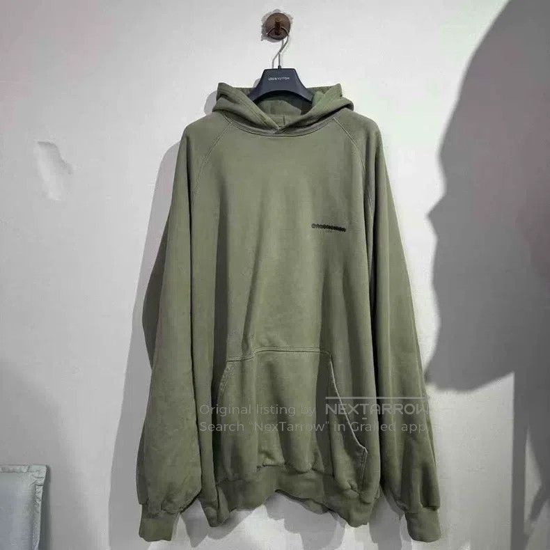 Balenciaga Balenciaga Olive Green Hooded Sweatshirt with Shielding Li Size US L / EU 52-54 / 3 - 1 Thumbnail