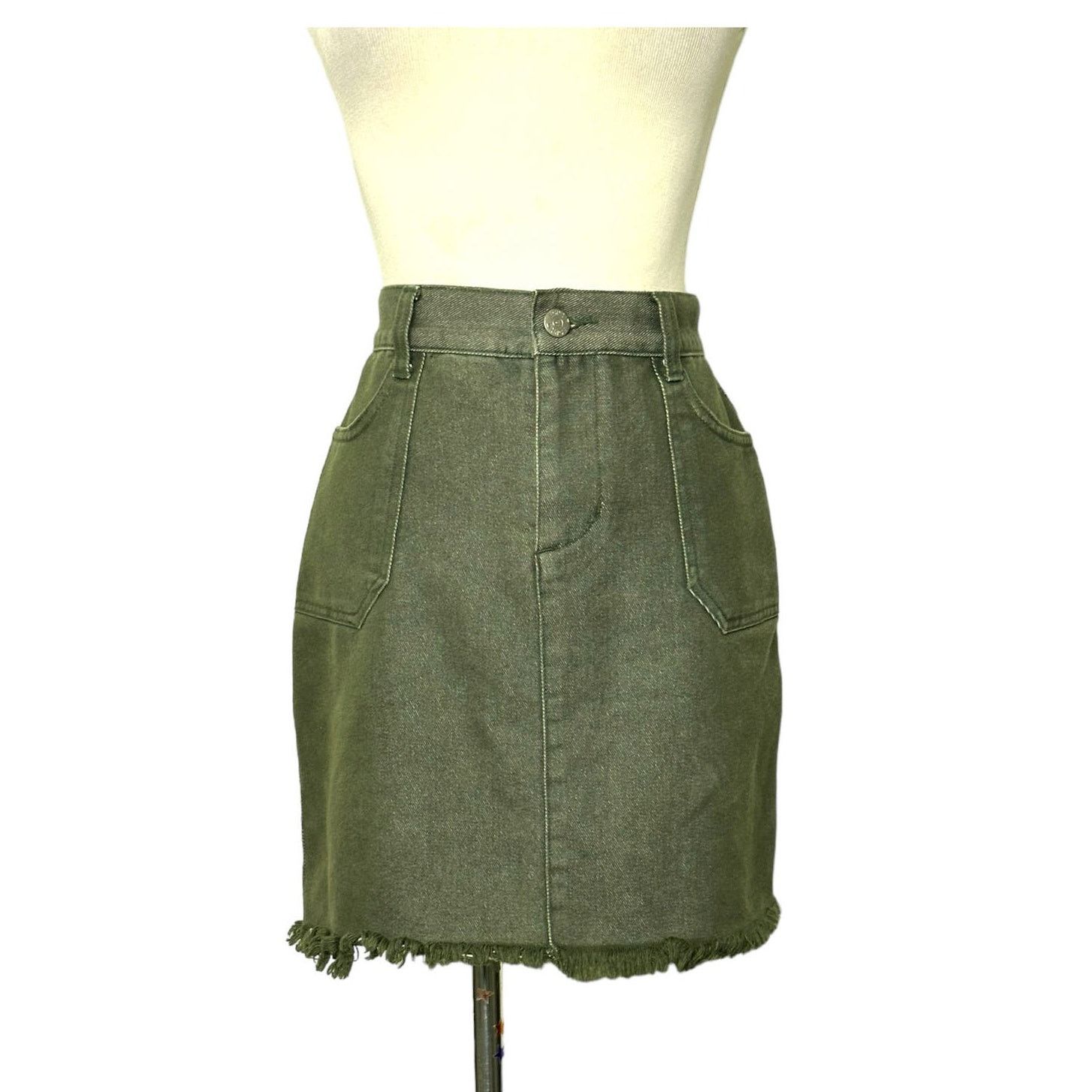 Esprit Esprit Y2K green denim Y2K raw hem mini skirt size 2 Size 26" / US 2 / IT 38 - 1 Thumbnail