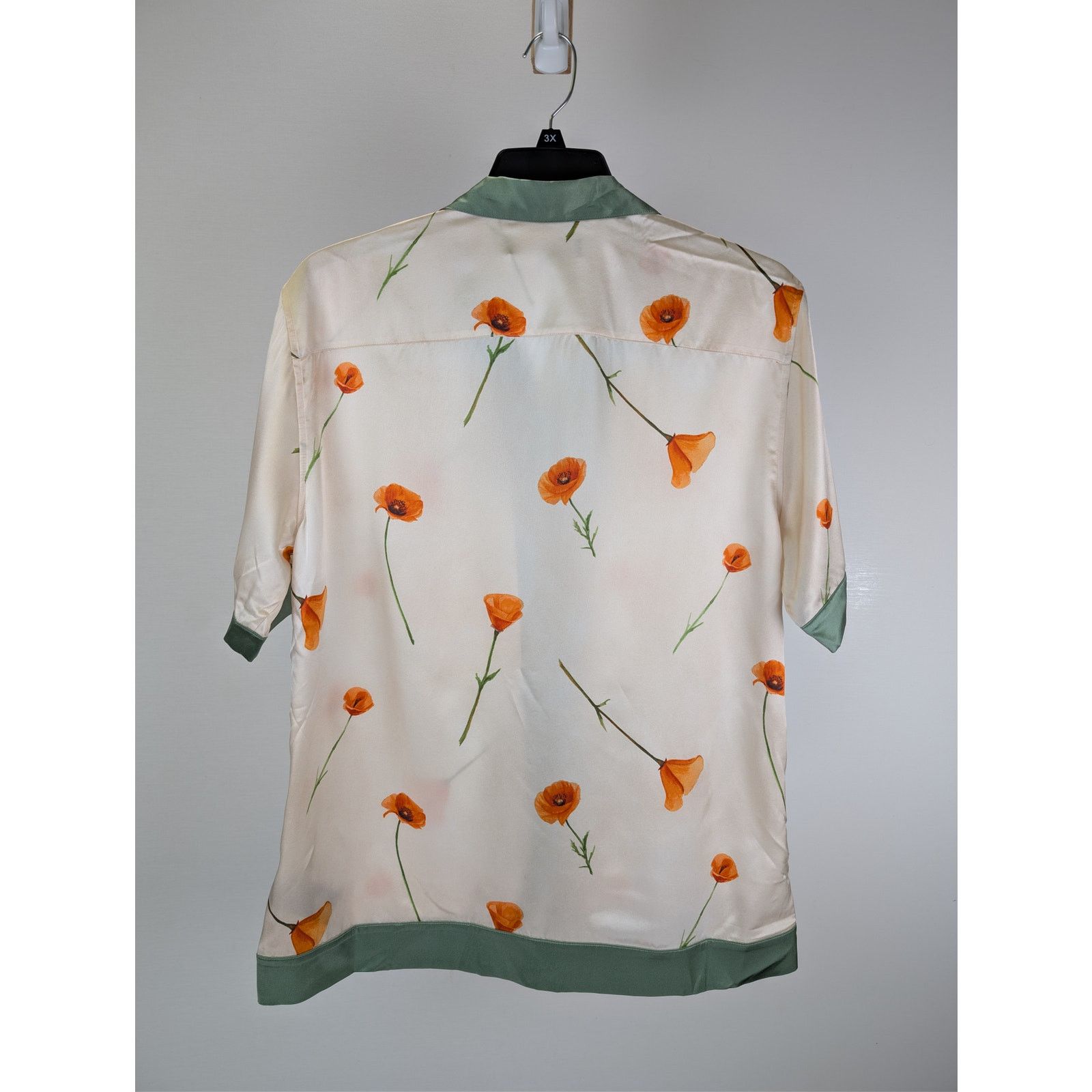 Nahmias o1rshd1 CC20 Colorblock Poppy Short Sleeve Silk Shirt Ivory Size US M / EU 48-50 / 2 - 10 Thumbnail