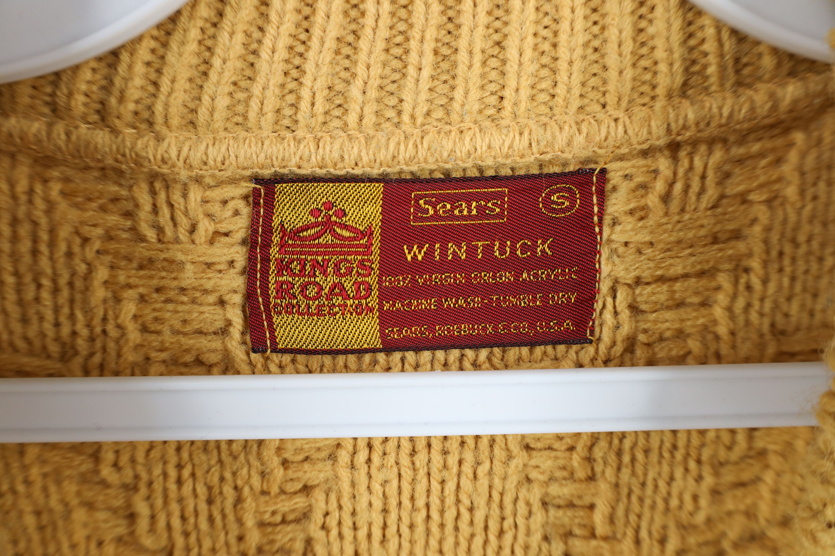Vintage Vintage 70s Streetwear Textured Knit Crewneck Sweater Gold Size US S / EU 44-46 / 1 - 4 Thumbnail