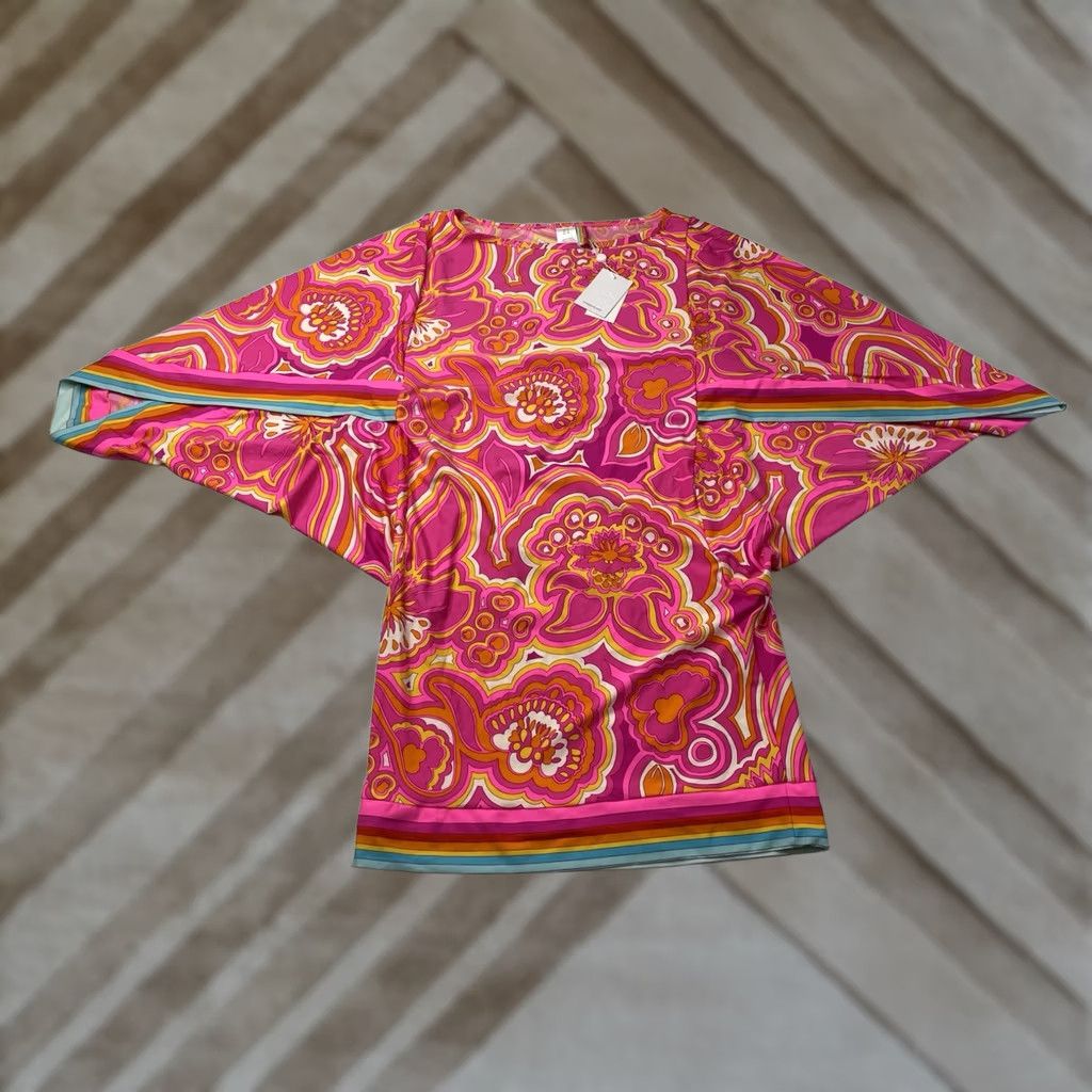 Trina Turk VINTAGE Trina Turk Morning Sunrise Swim Cover Tunic Kaftan Women's Medium Paisley Size ONE SIZE - 1 Thumbnail