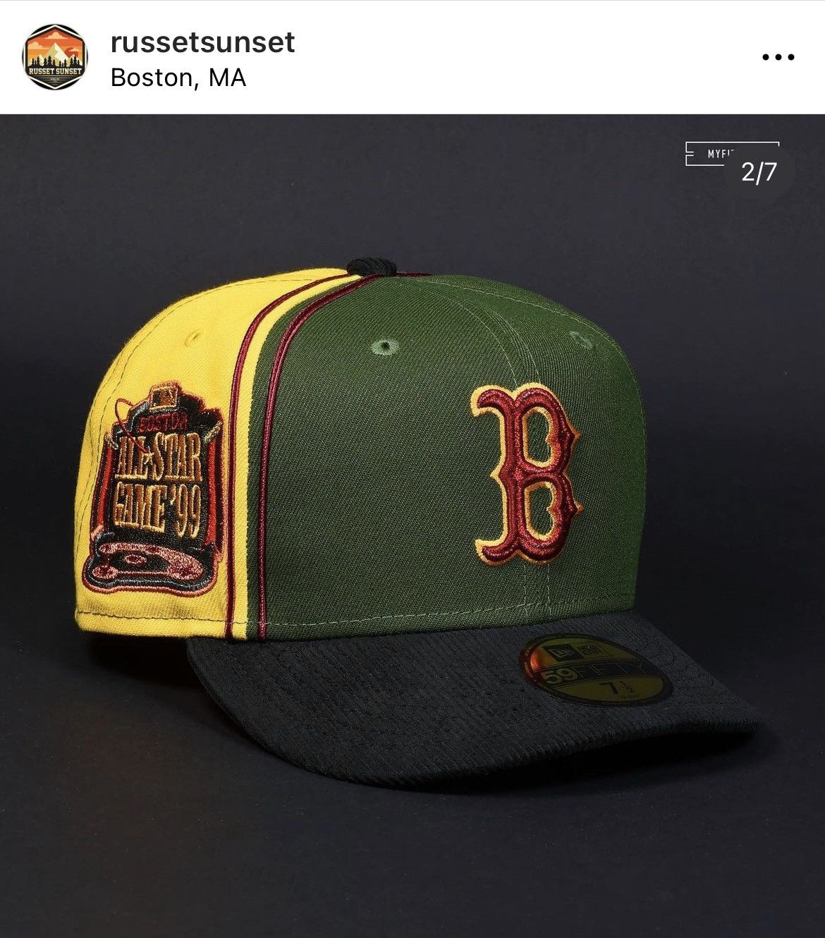 image of Mlb x Myfitteds 7 1/4 Boston Red Sox Boba Fett Star Wars Asymmetry Corduroy in Forest Green, Men's