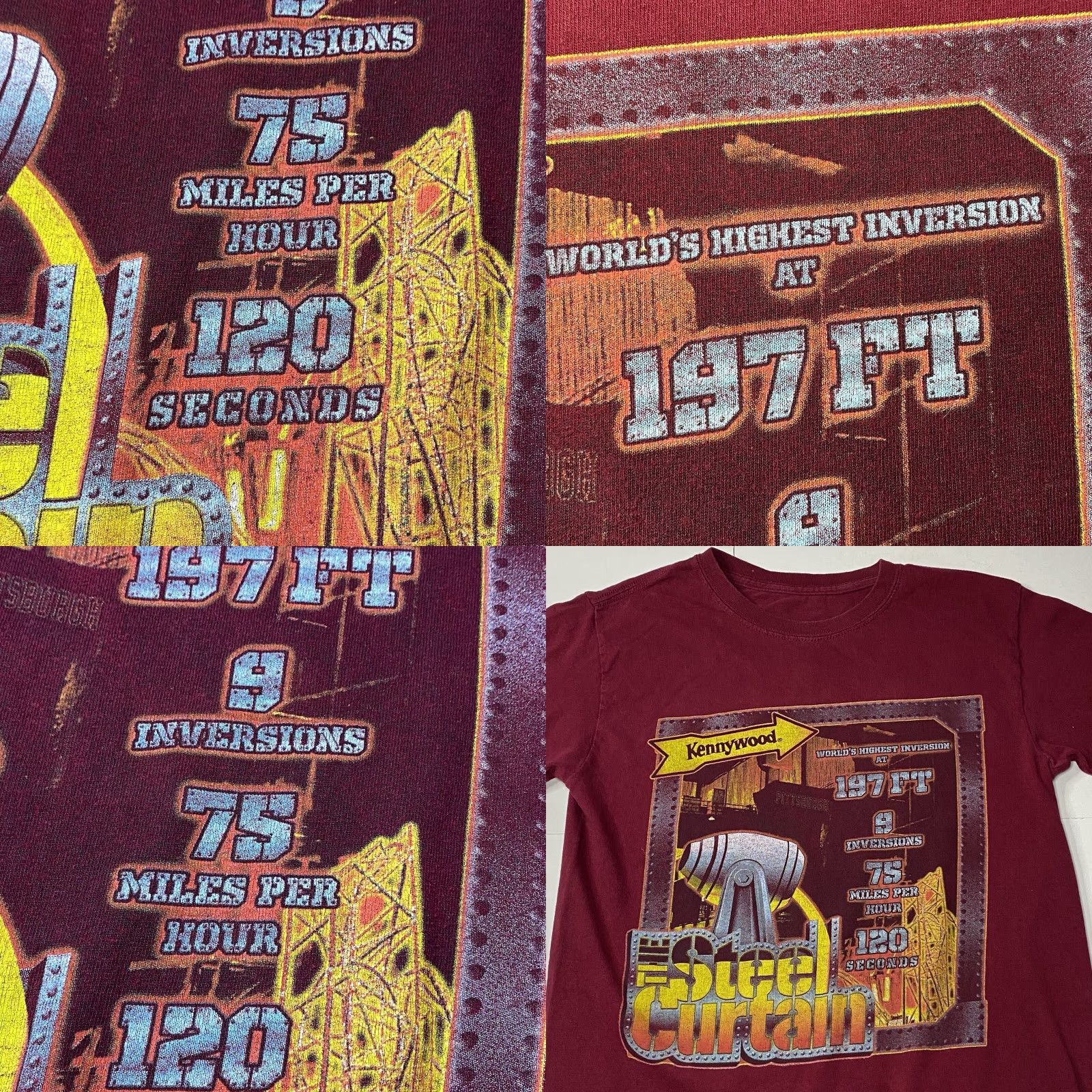 Vintage VTG Unbranded T-Shirt Pittsburgh Pa Kennywood Park Rollercoaster Shirt Adult S Red Mens Size US S / EU 44-46 / 1 - 11 Thumbnail