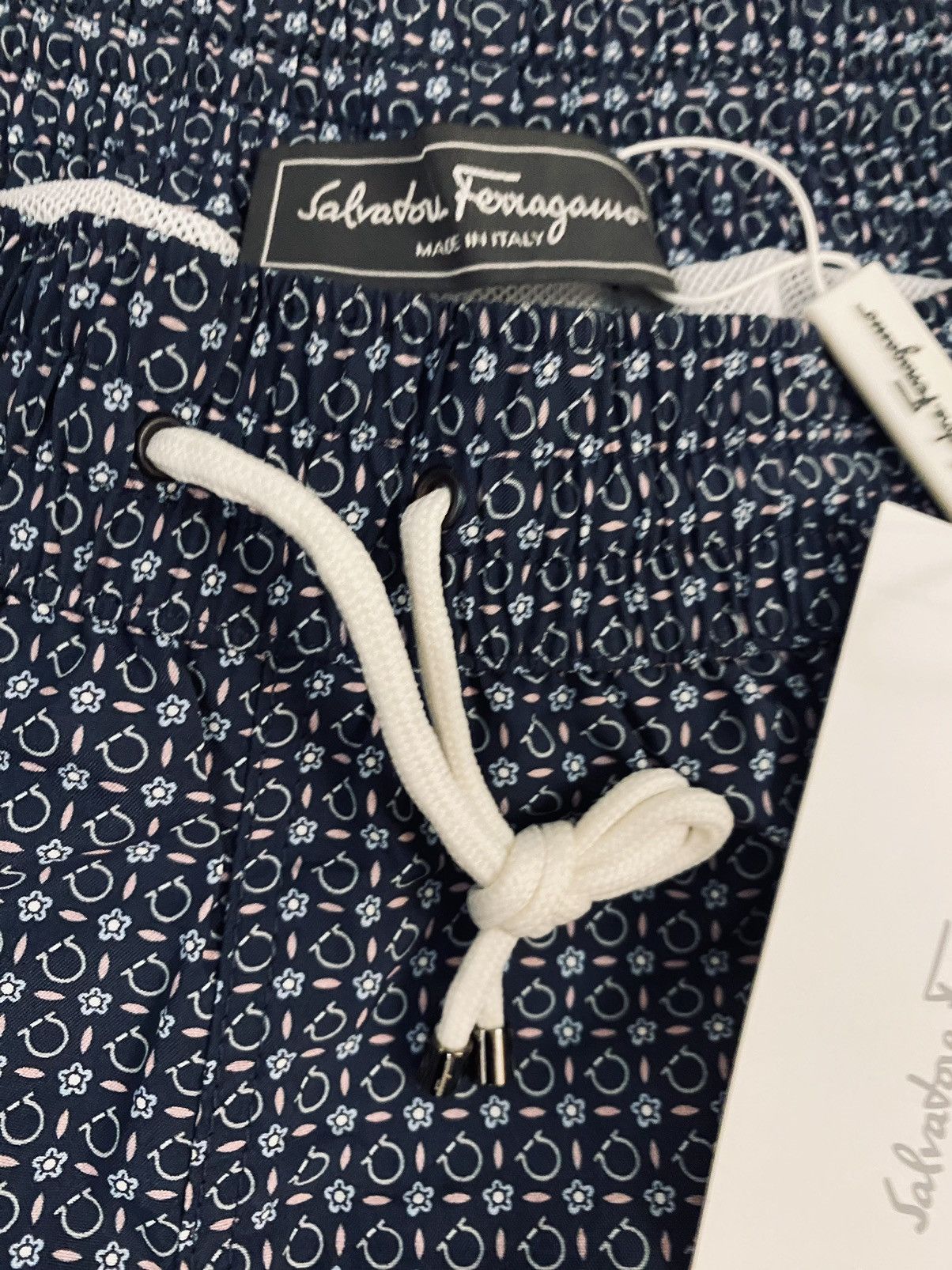 Salvatore Ferragamo Ferragamo 🇮🇹 blue logo accent swimsuit resort boxer 52 NEW Size US 36 / EU 52 - 2 Thumbnail