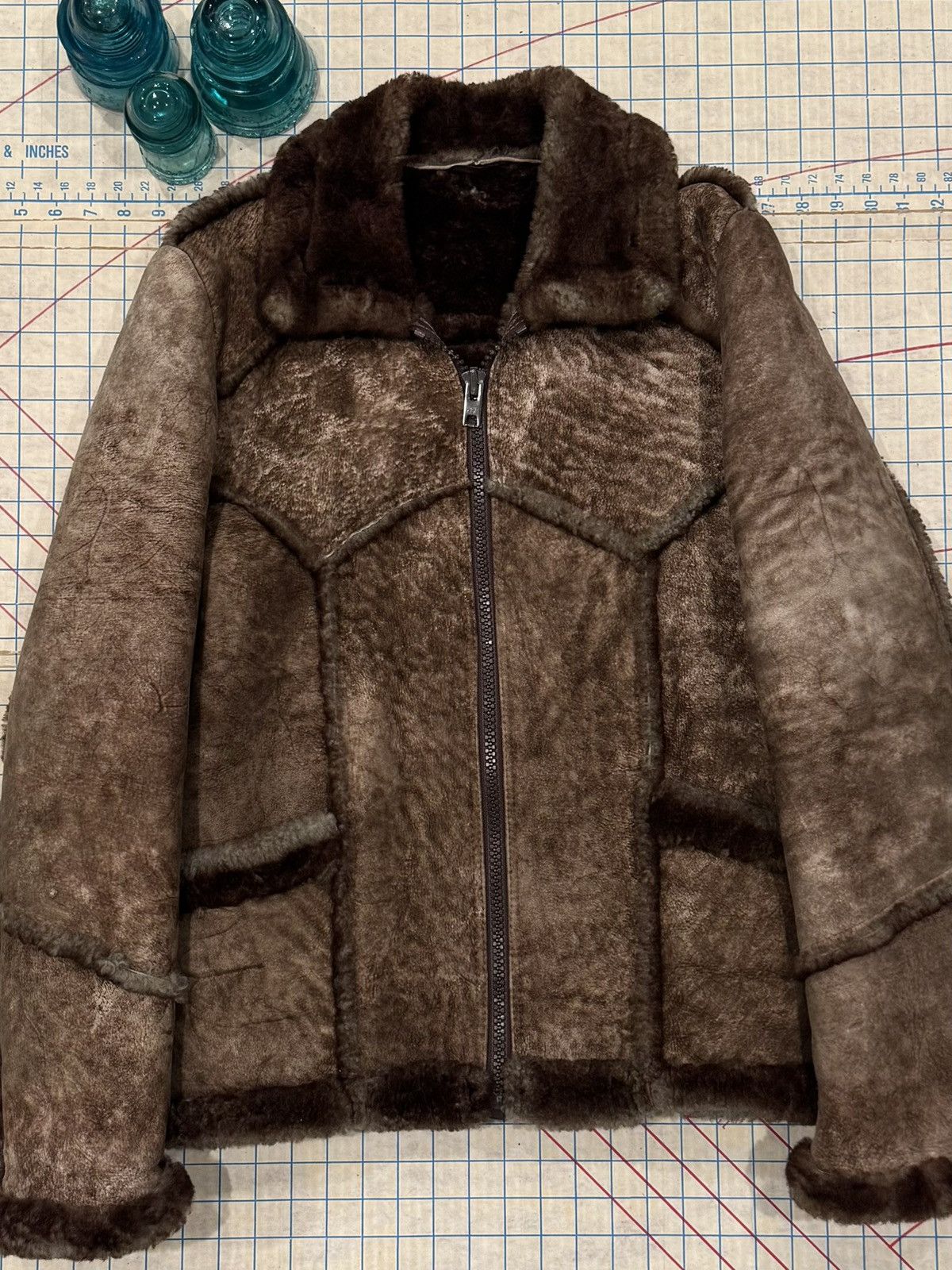 Vintage Vintage Rice ID Sheepskin Shearling Jacket Dark Brown Medium Size US M / EU 48-50 / 2 - 2 Thumbnail