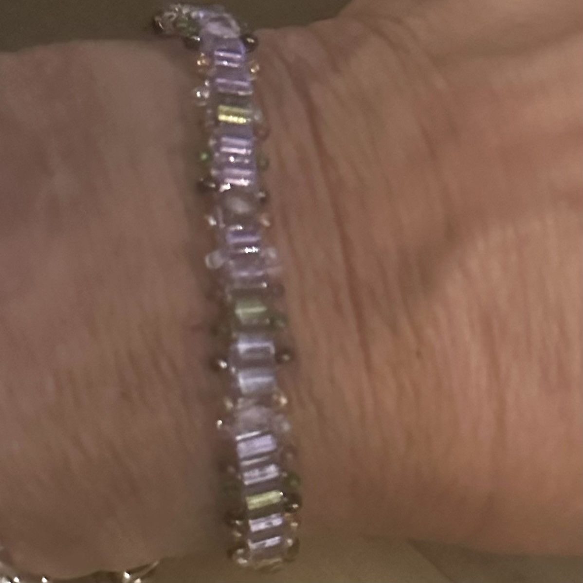 Vintage Vintage purple and green rectangular crystal bracelet Size ONE SIZE - 4 Thumbnail