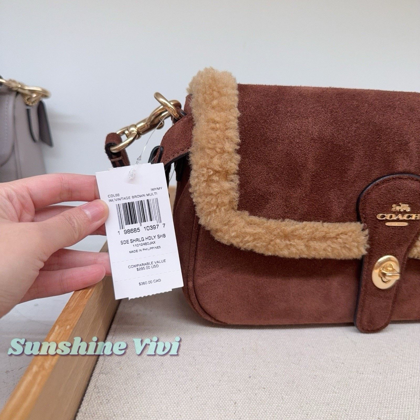 Coach NWT Coach Hadley Shoulder Bag CDL68 Suede Vintage Brown Size ONE SIZE - 9 Thumbnail
