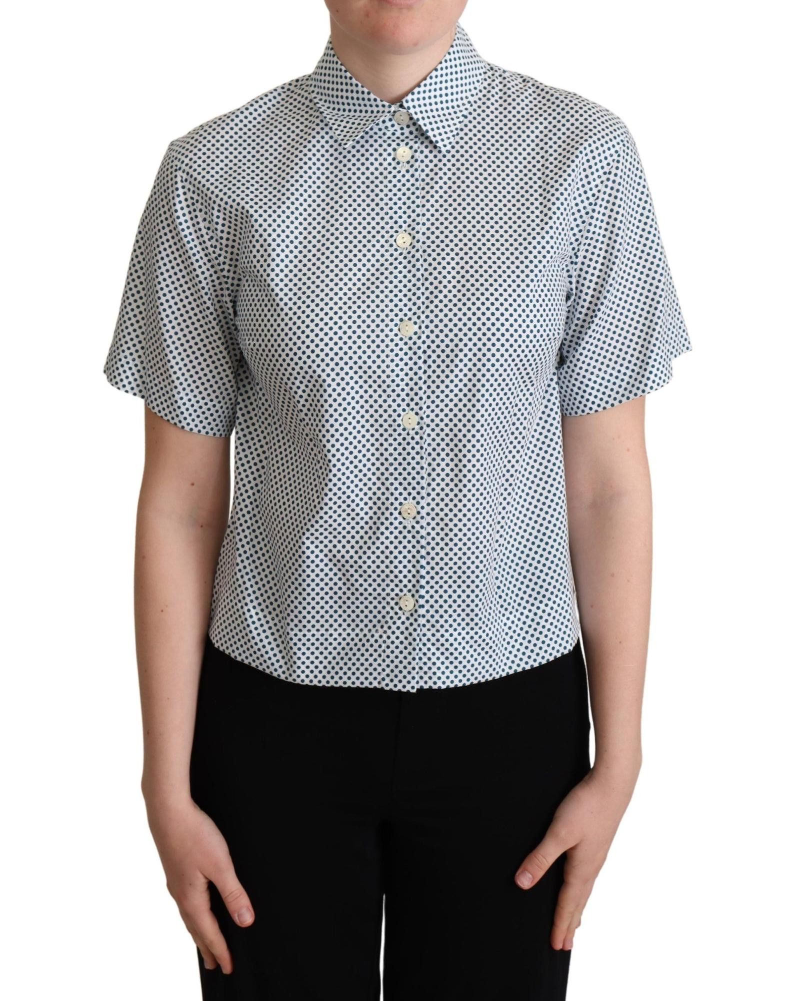 image of Dolce Gabbana Polka Dot Cotton Shirt in White, Women's (Size Medium)