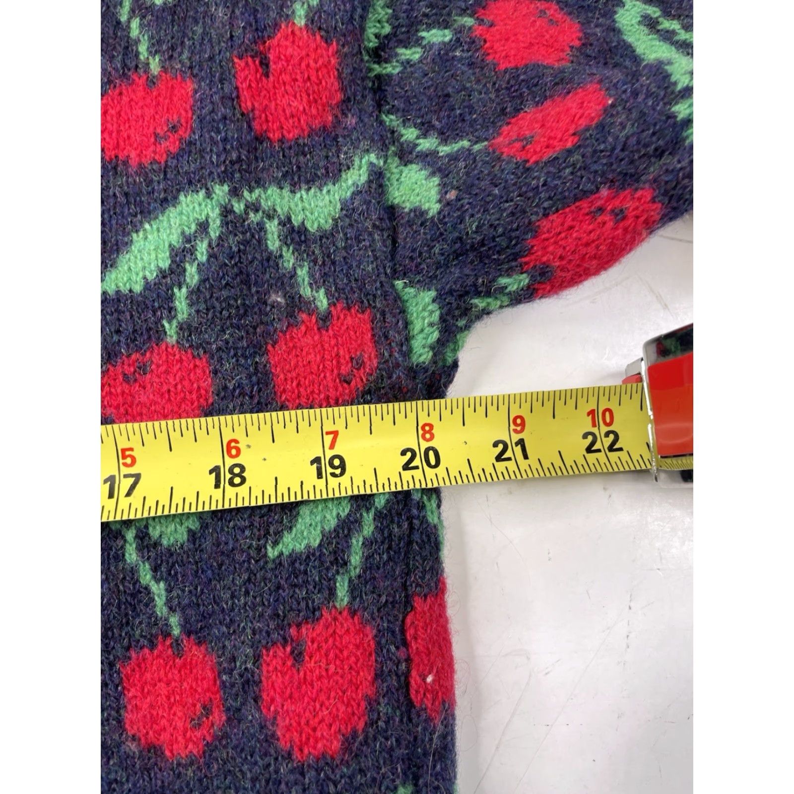 Vintage VINTAGE Knit Pics Jumper Wool Crew Neck Multicoloured Blue 80s Womens S/M Pullover Knit Abstract Cherry Cottagecore Size S / US 4 / IT 40 - 5 Thumbnail