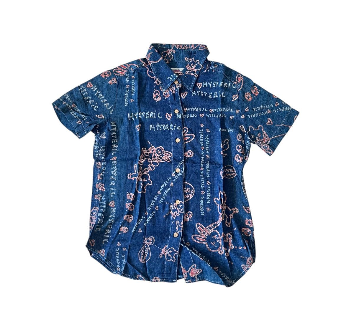 Hysteric Glamour TAX FREE 🇺🇸 hysteric glamour bunny graphic indigo shirt Size US S / EU 44-46 / 1 - 1 Thumbnail